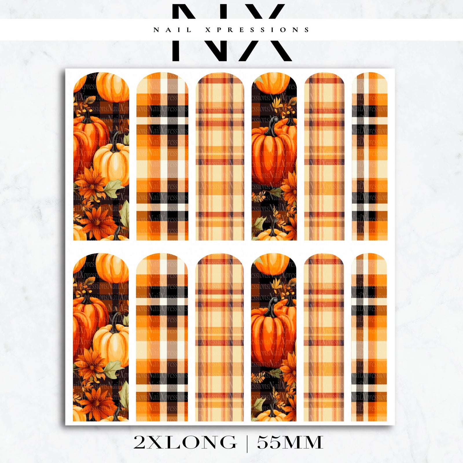 Pumpkin and Plaid Fall Nail Decals | Nail Art Water Transfer | Nail Wraps