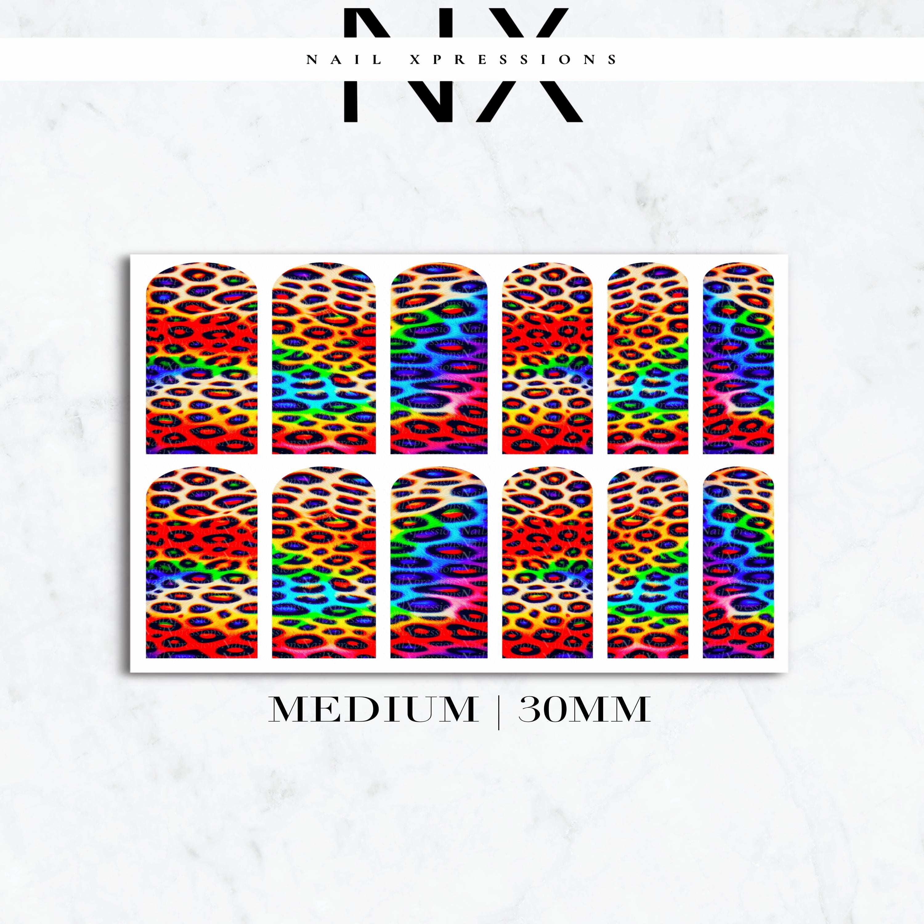 Leopard Rainbow Nail Decals | Nail Art Water Transfer | Nail Wraps