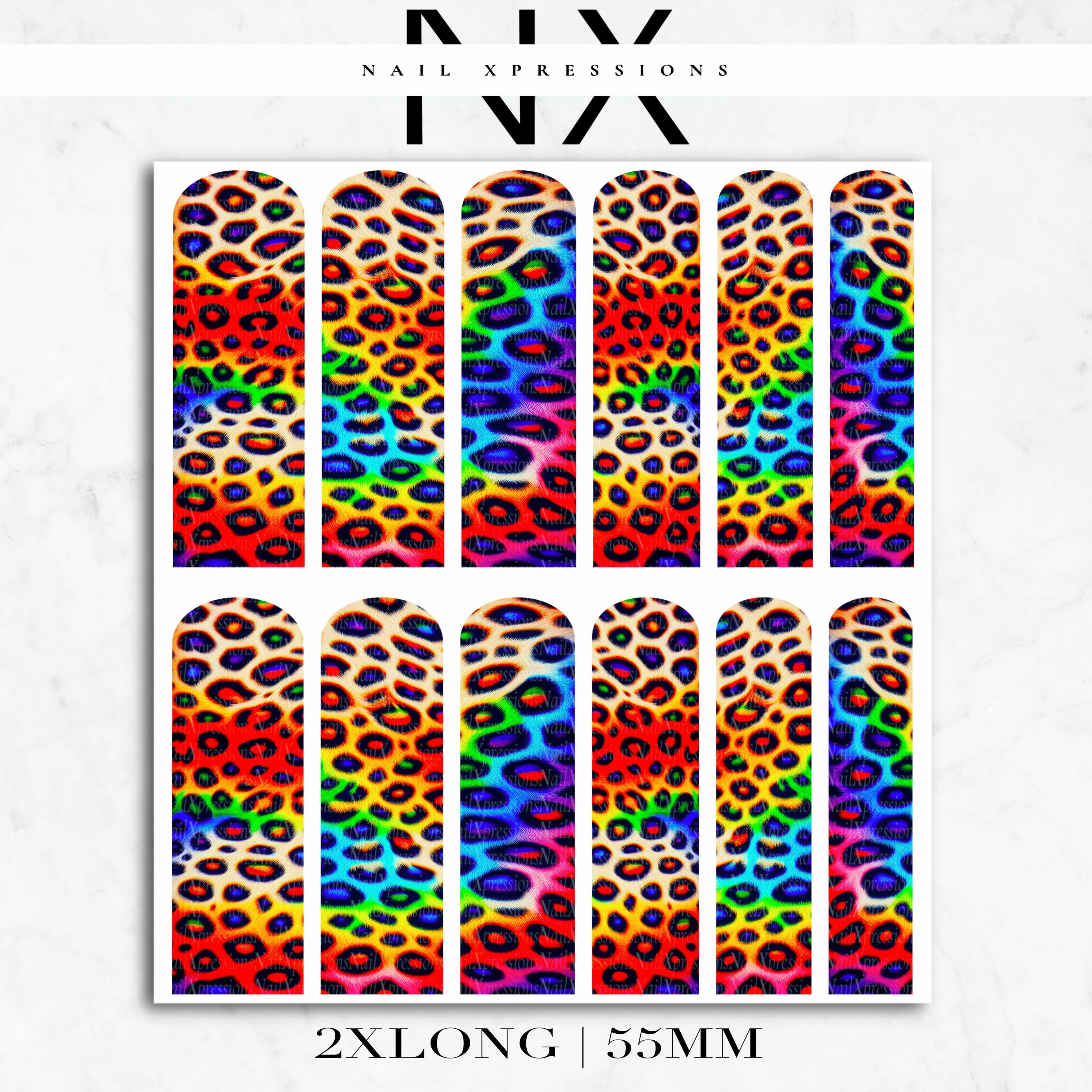 Leopard Rainbow Nail Decals | Nail Art Water Transfer | Nail Wraps