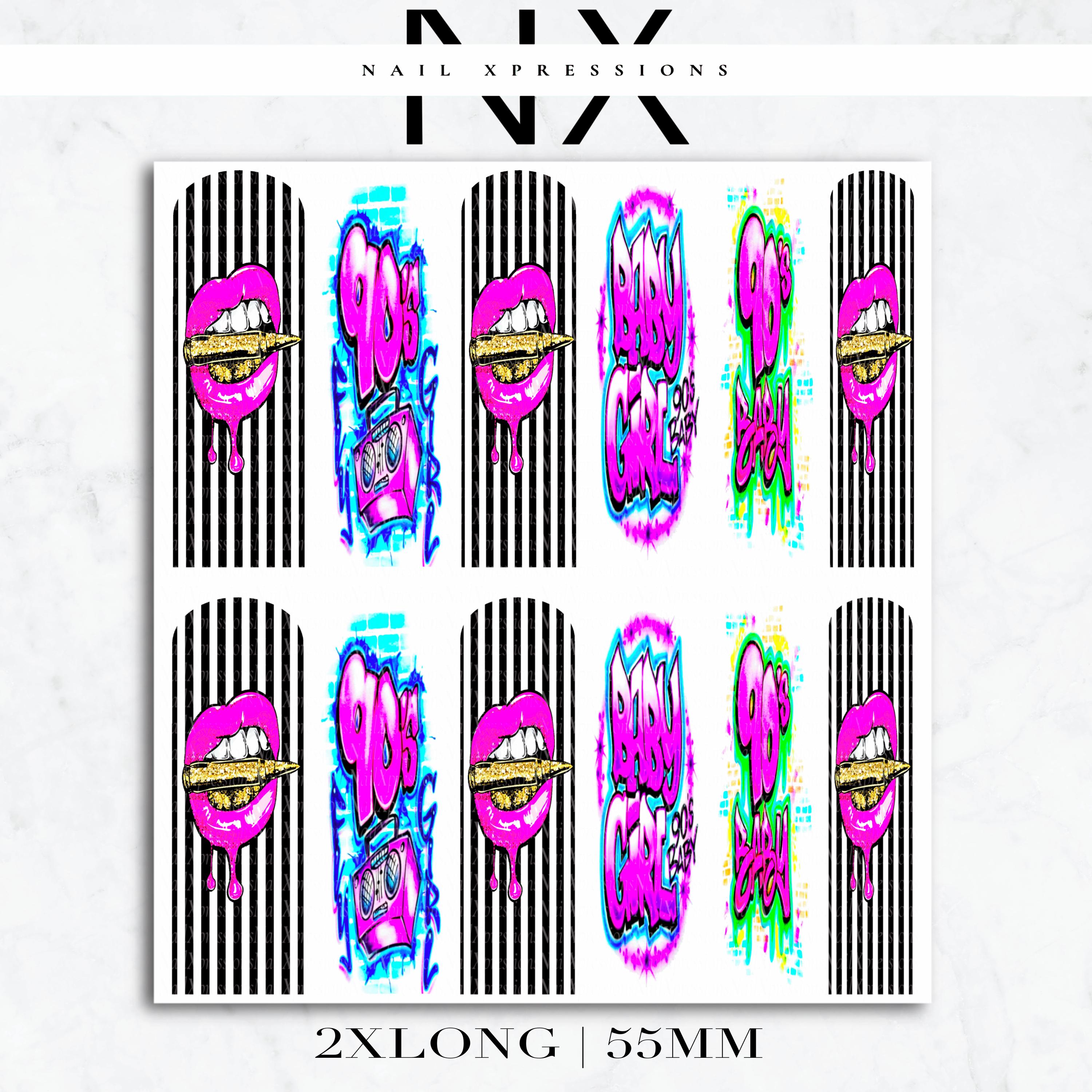 90’s Baby Girl Nail Decals | Nail Art Water Transfer | Nail Wraps