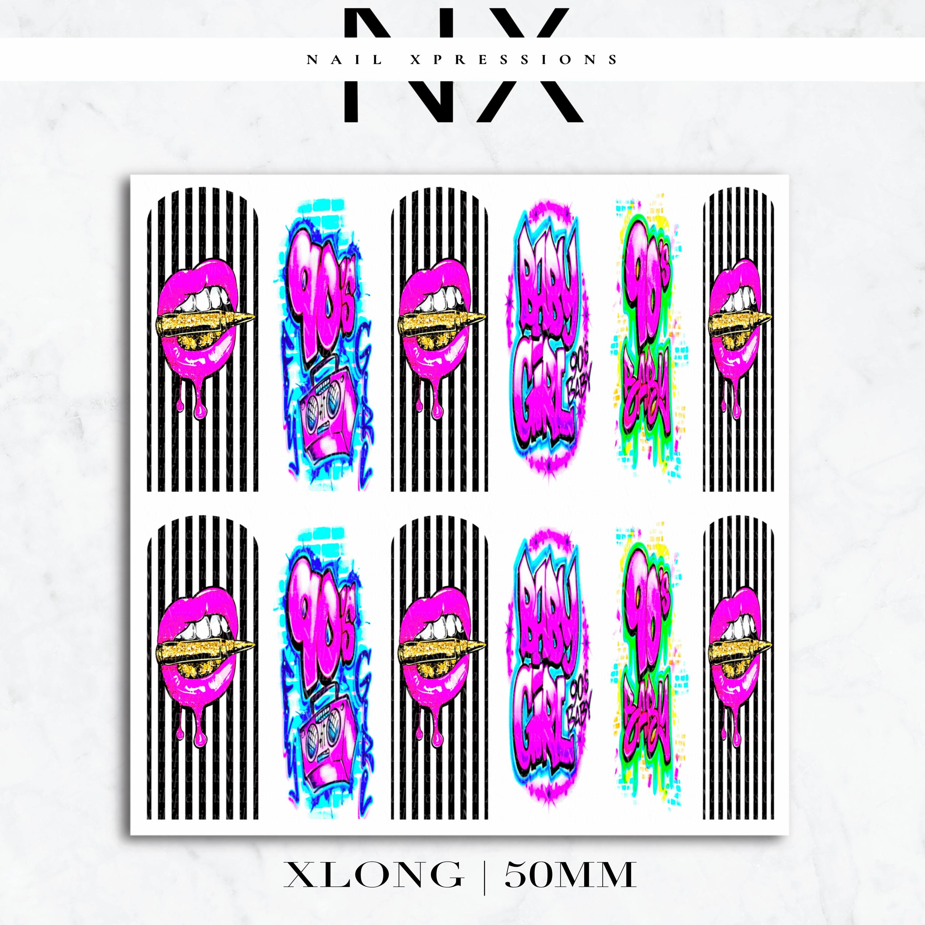 90’s Baby Girl Nail Decals | Nail Art Water Transfer | Nail Wraps