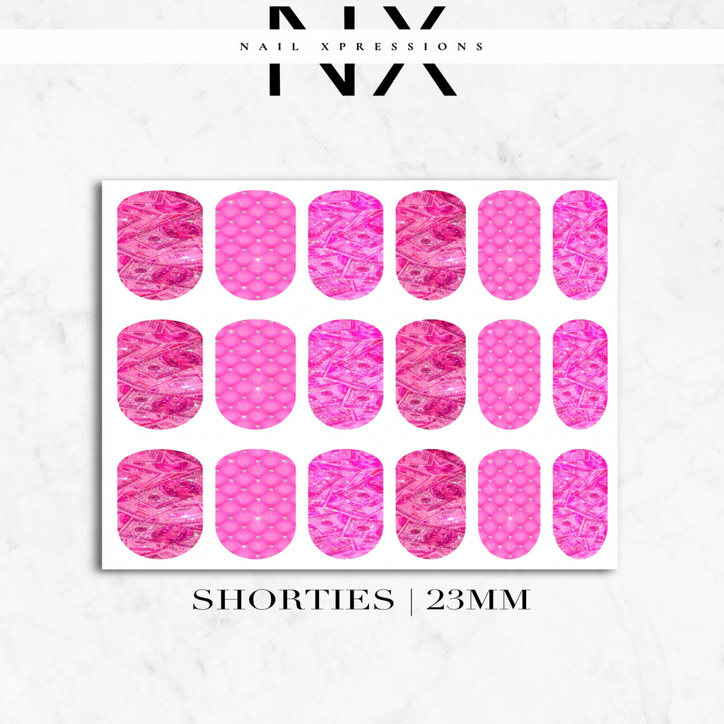 Pink Money Nail Decals | Nail Art Water Transfer | Nail Wraps