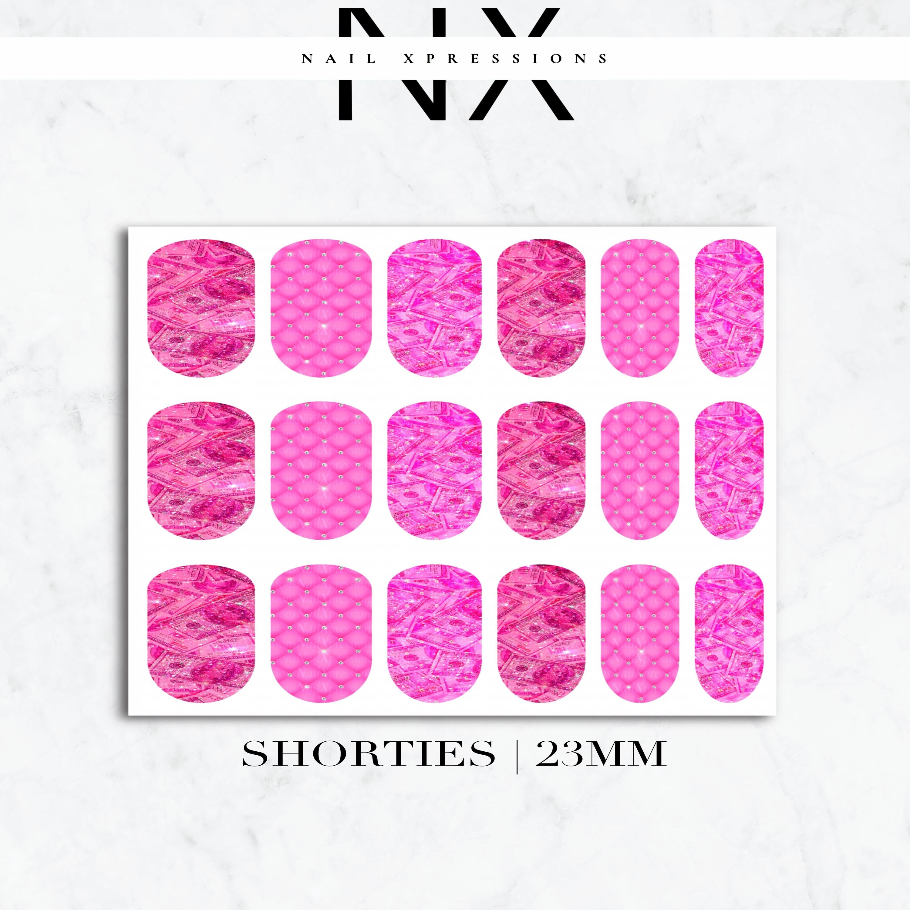 Pink Money Nail Decals | Nail Art Water Transfer | Nail Wraps