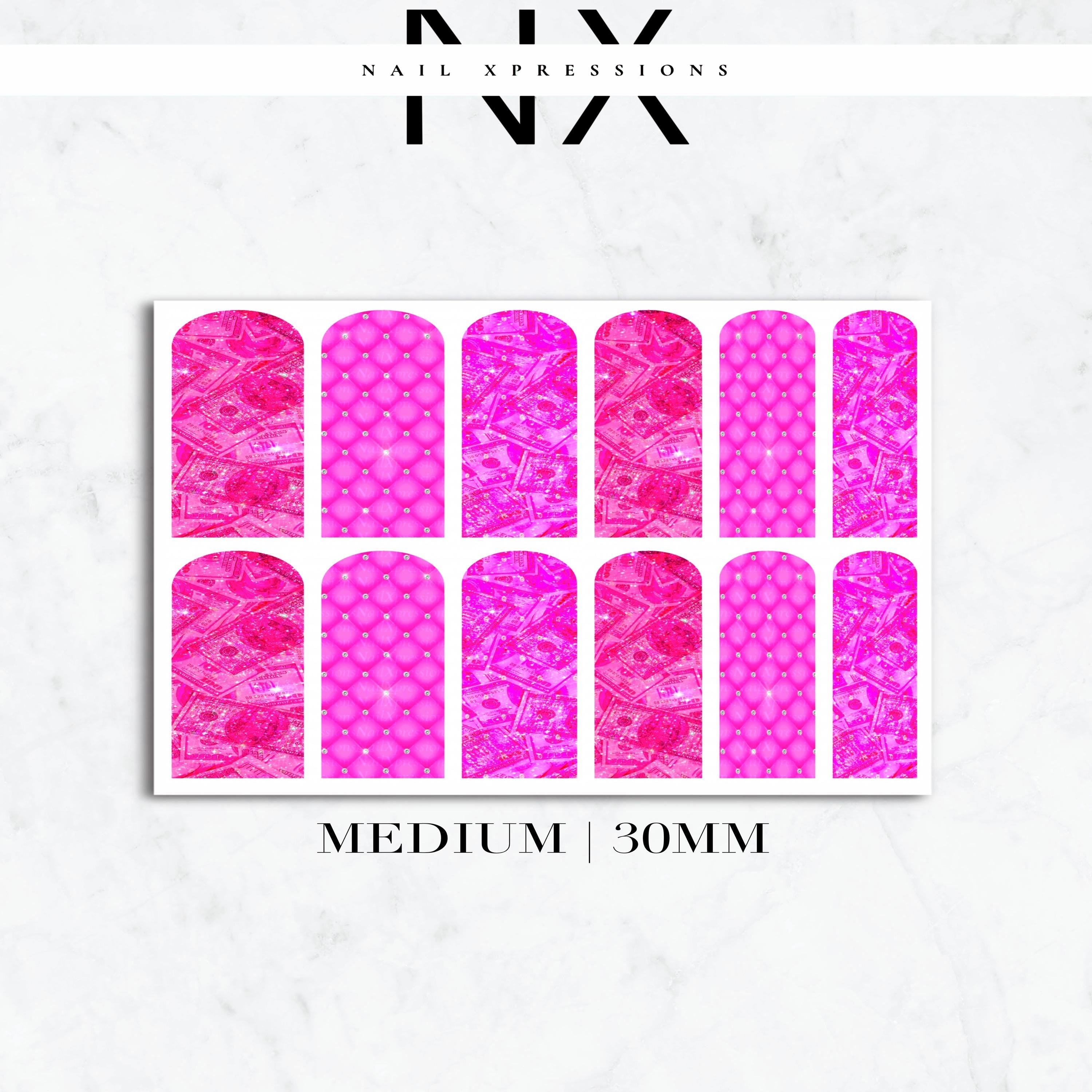 Pink Money Nail Decals | Nail Art Water Transfer | Nail Wraps