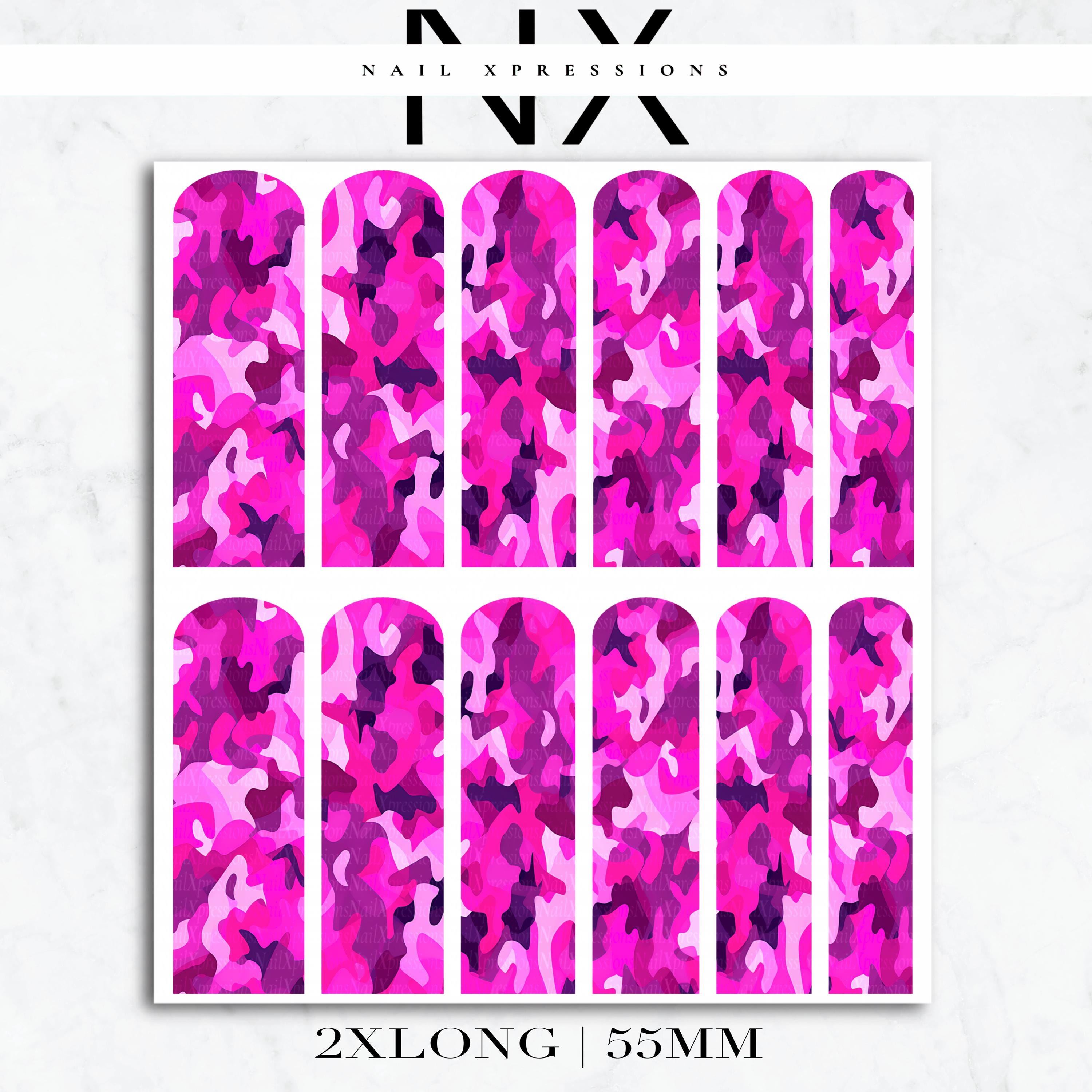 Pink Camoflauge Nail Decals | Nail Art Water Transfer | Nail Wraps p