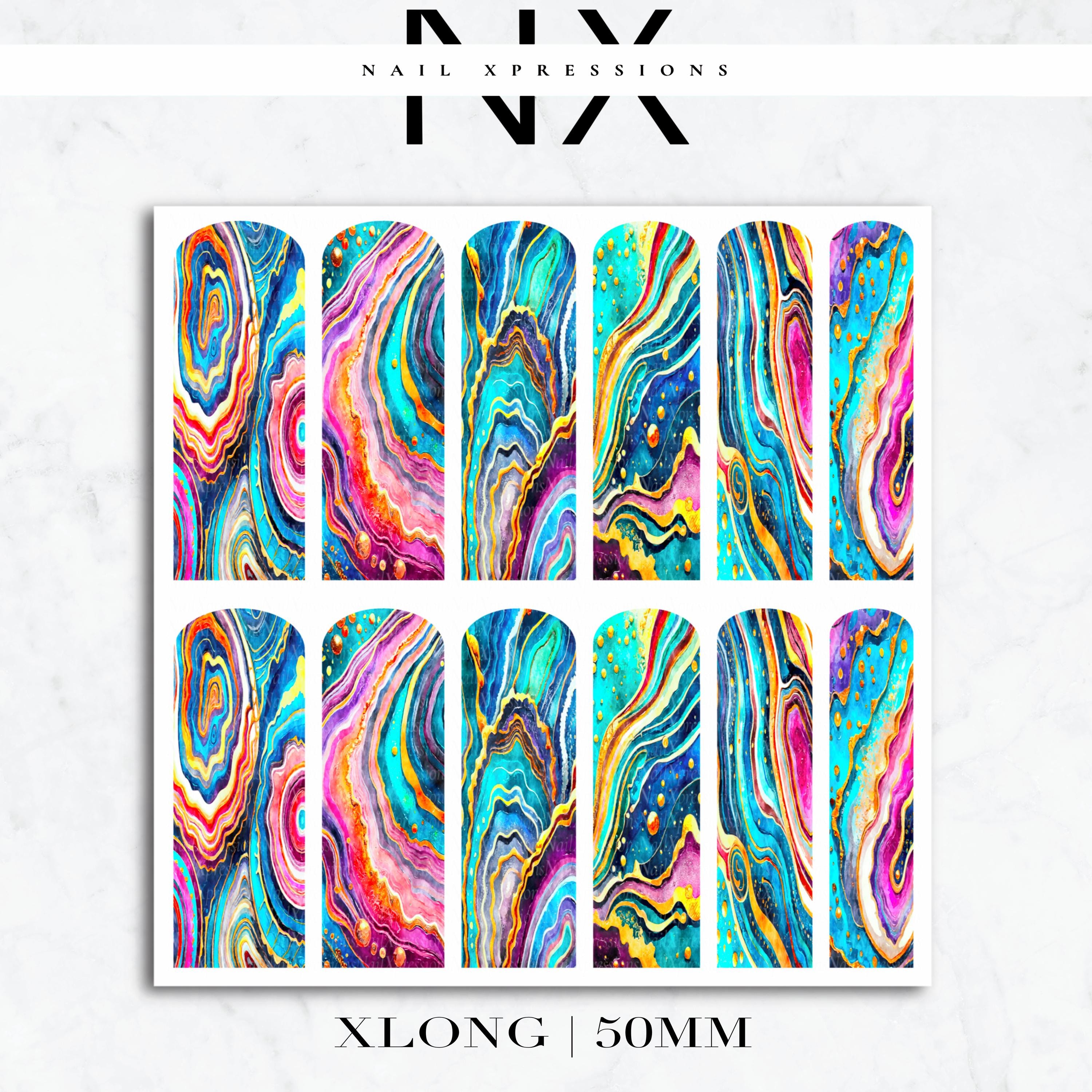 Abstract Geode Crystal Nail Decals | Nail Art Water Transfer | Nail Wraps