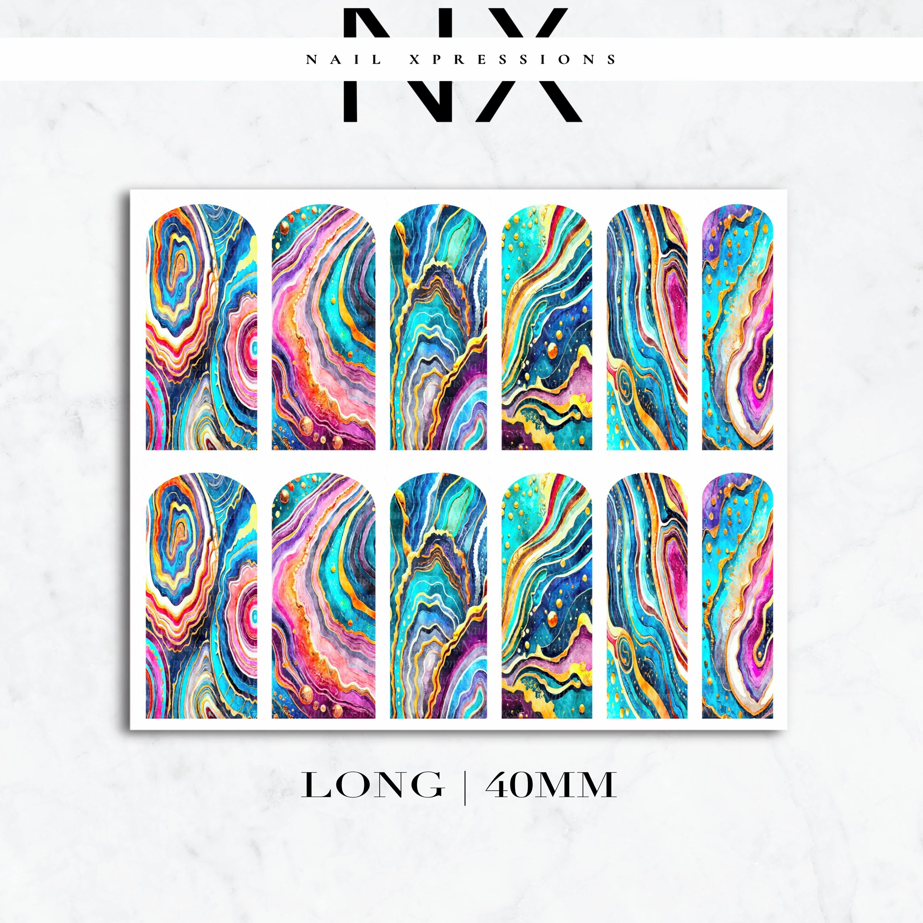 Abstract Geode Crystal Nail Decals | Nail Art Water Transfer | Nail Wraps