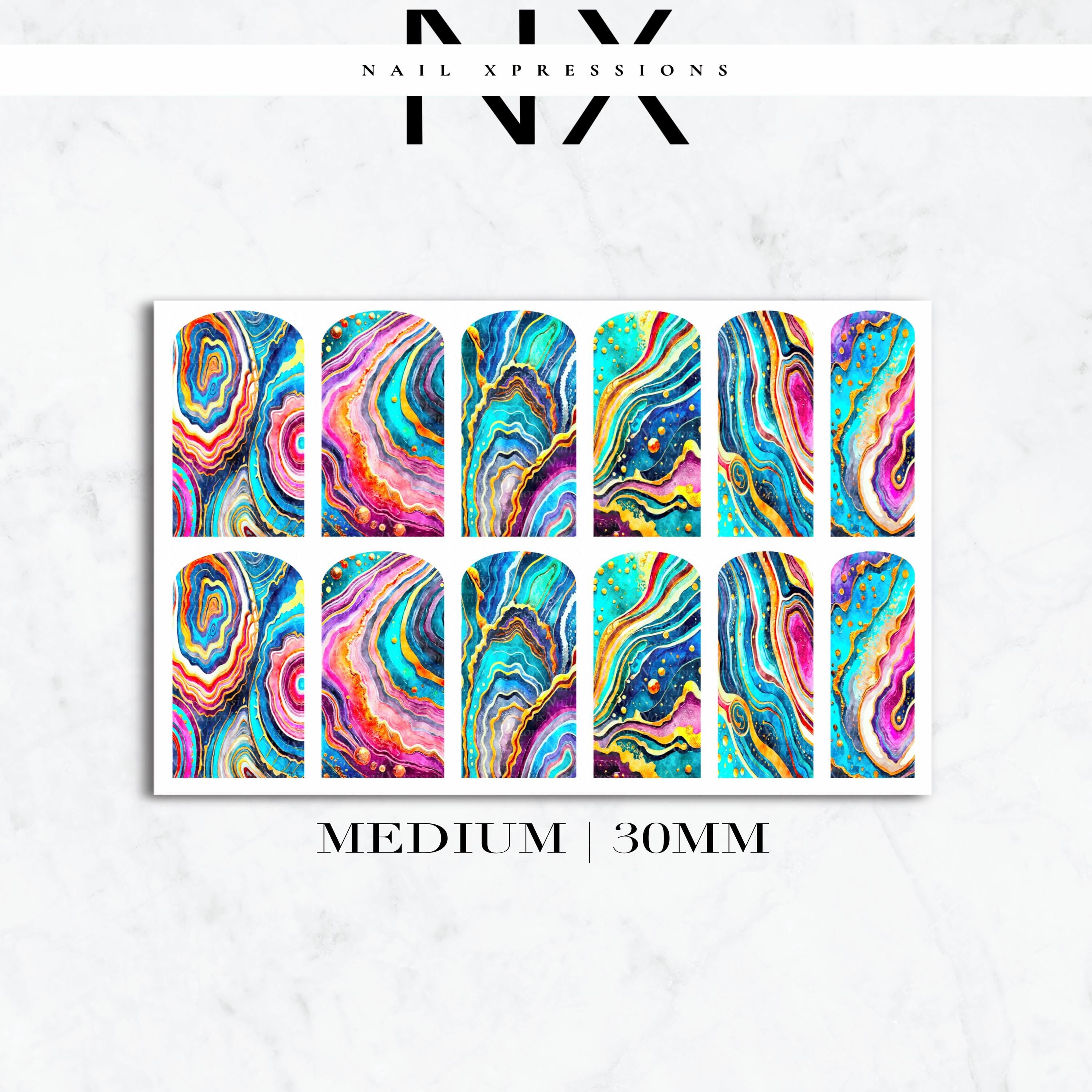 Abstract Geode Crystal Nail Decals | Nail Art Water Transfer | Nail Wraps