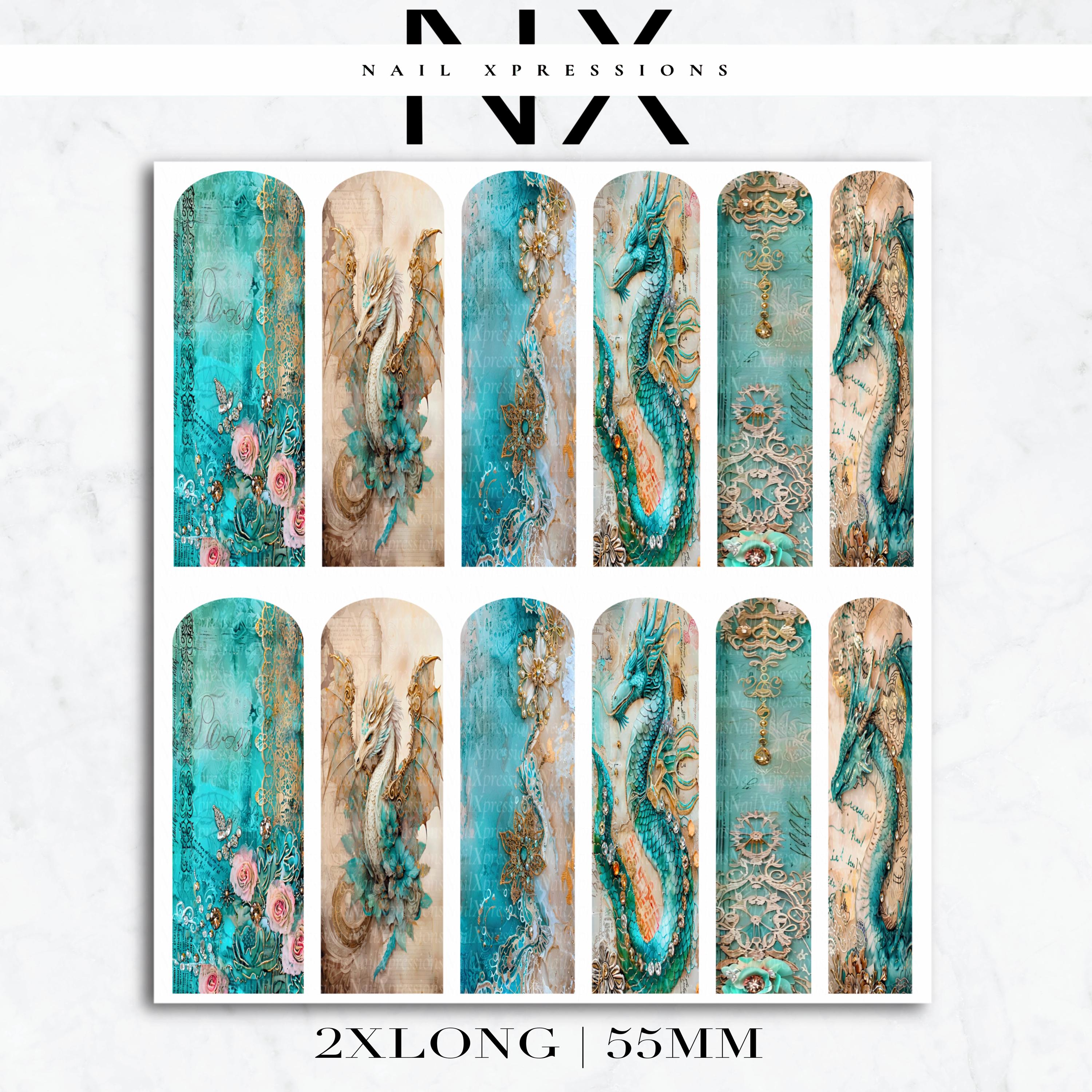 Vintage Victorian Dragon Nail Decals | Nail Art Water Transfer | Nail Wraps