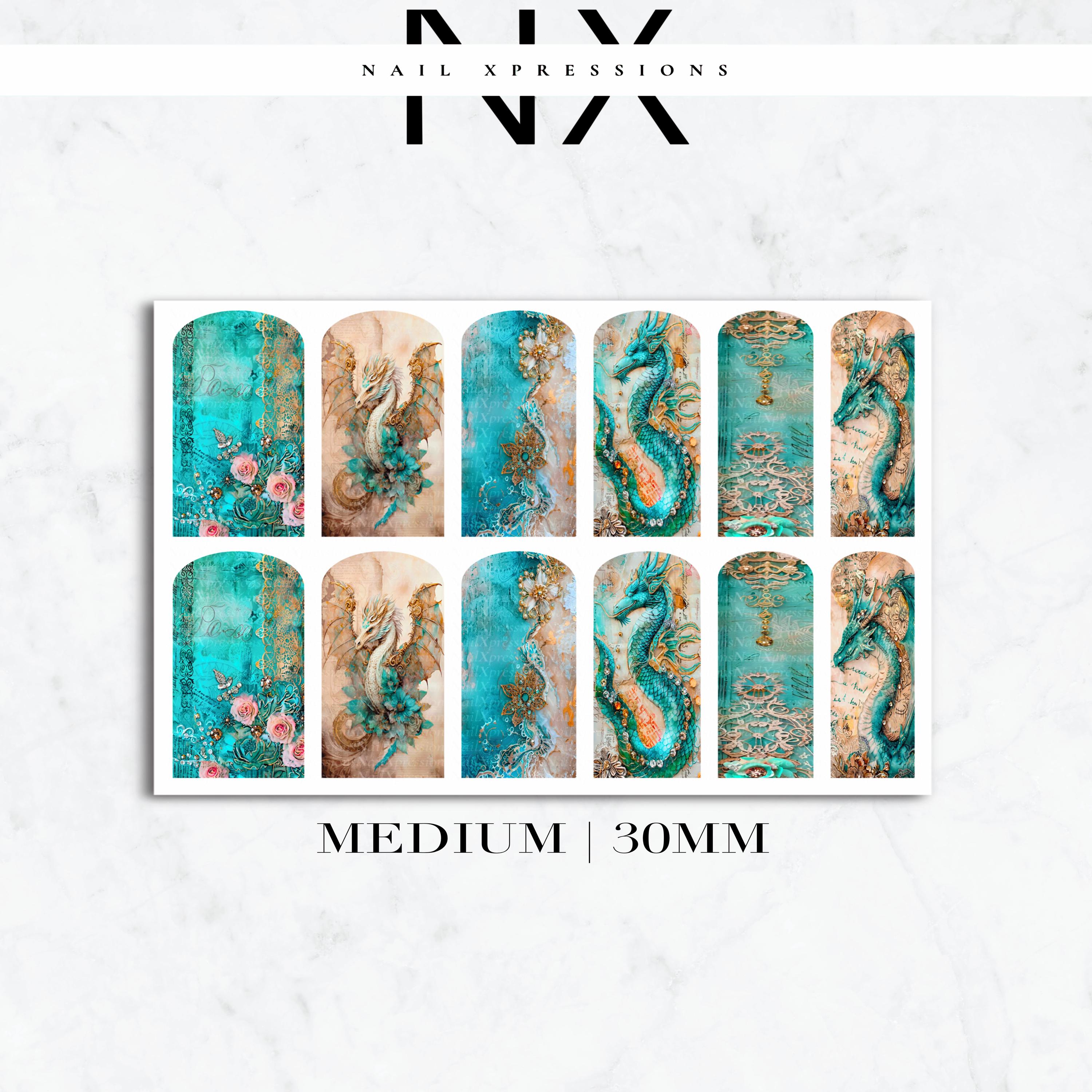 Vintage Victorian Dragon Nail Decals | Nail Art Water Transfer | Nail Wraps