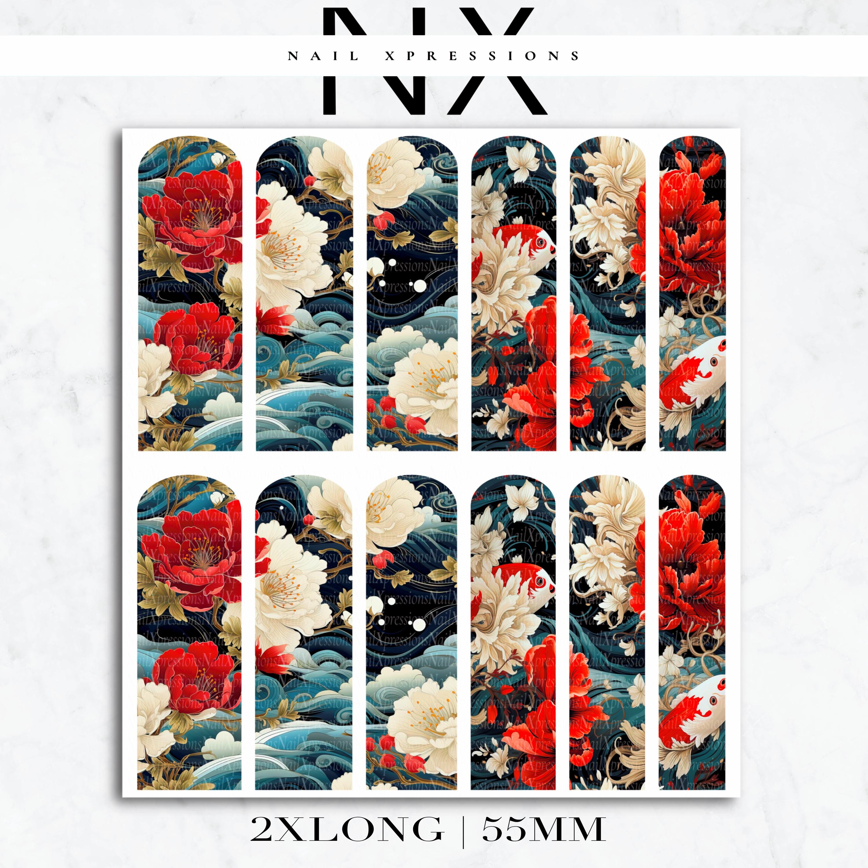 Japanese Flowers Nail Decals | Nail Art Water Transfer | Nail Wraps