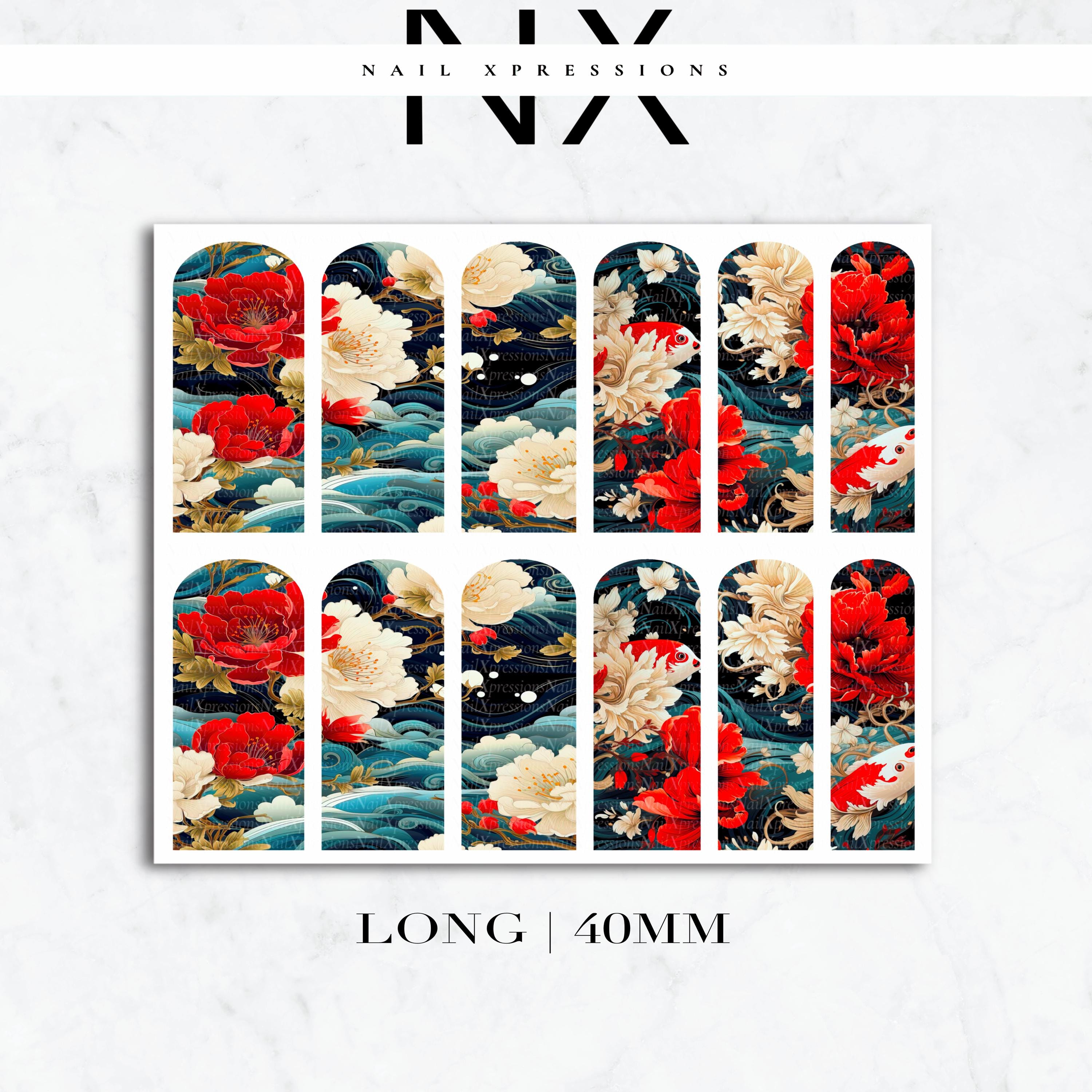 Japanese Flowers Nail Decals | Nail Art Water Transfer | Nail Wraps