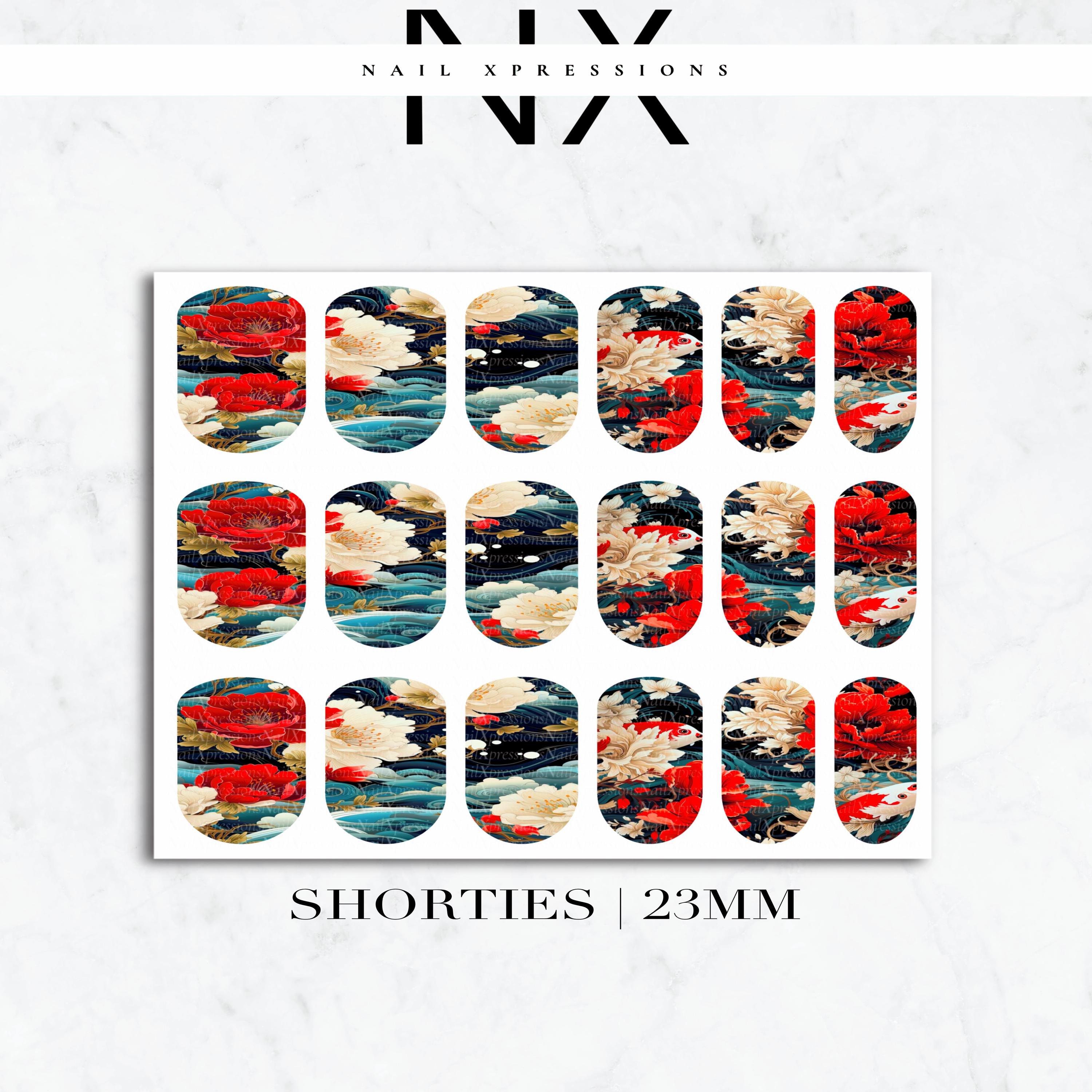 Japanese Flowers Nail Decals | Nail Art Water Transfer | Nail Wraps
