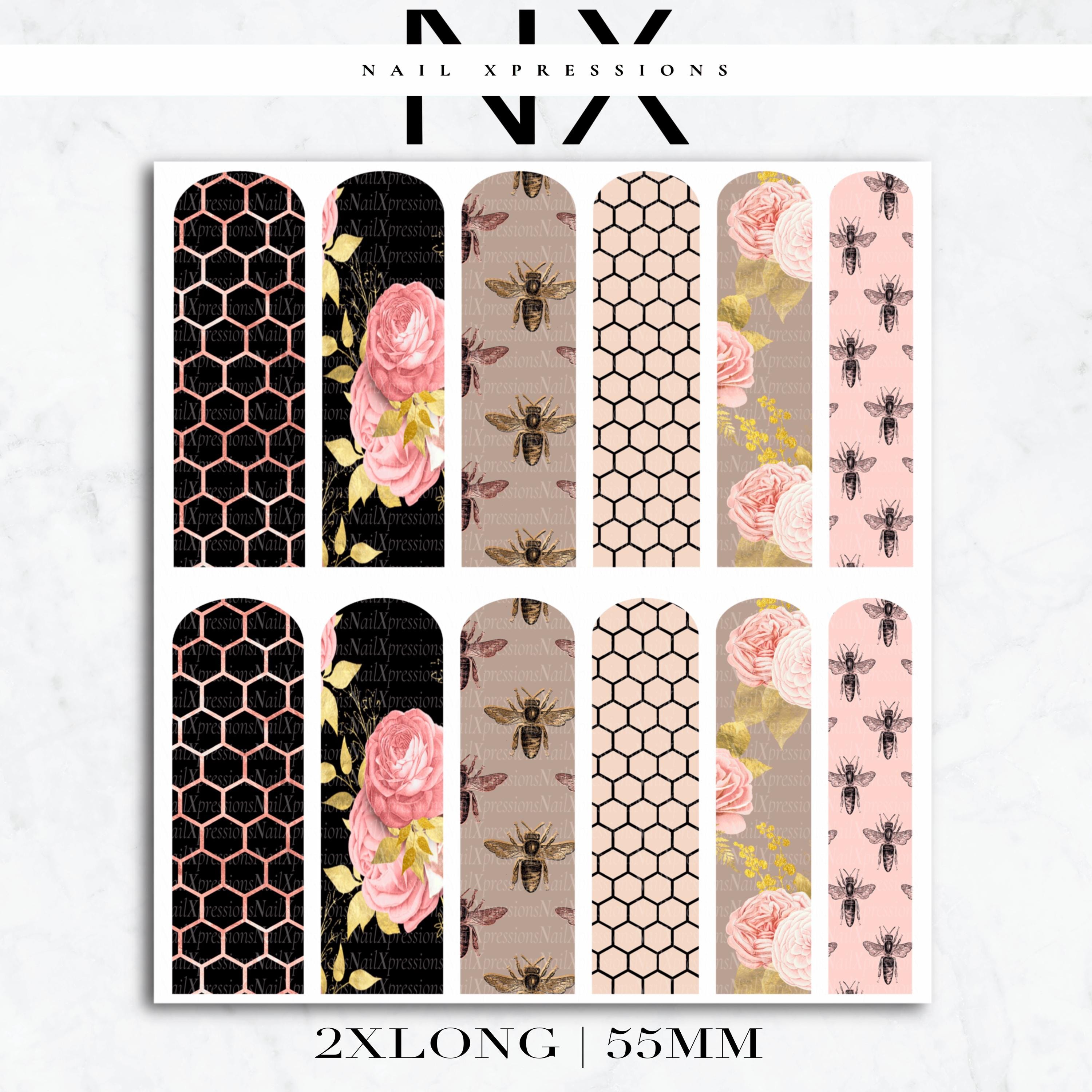 Pink Honeycomb Nail Decals | Nail Art Water Transfer | Nail Wraps