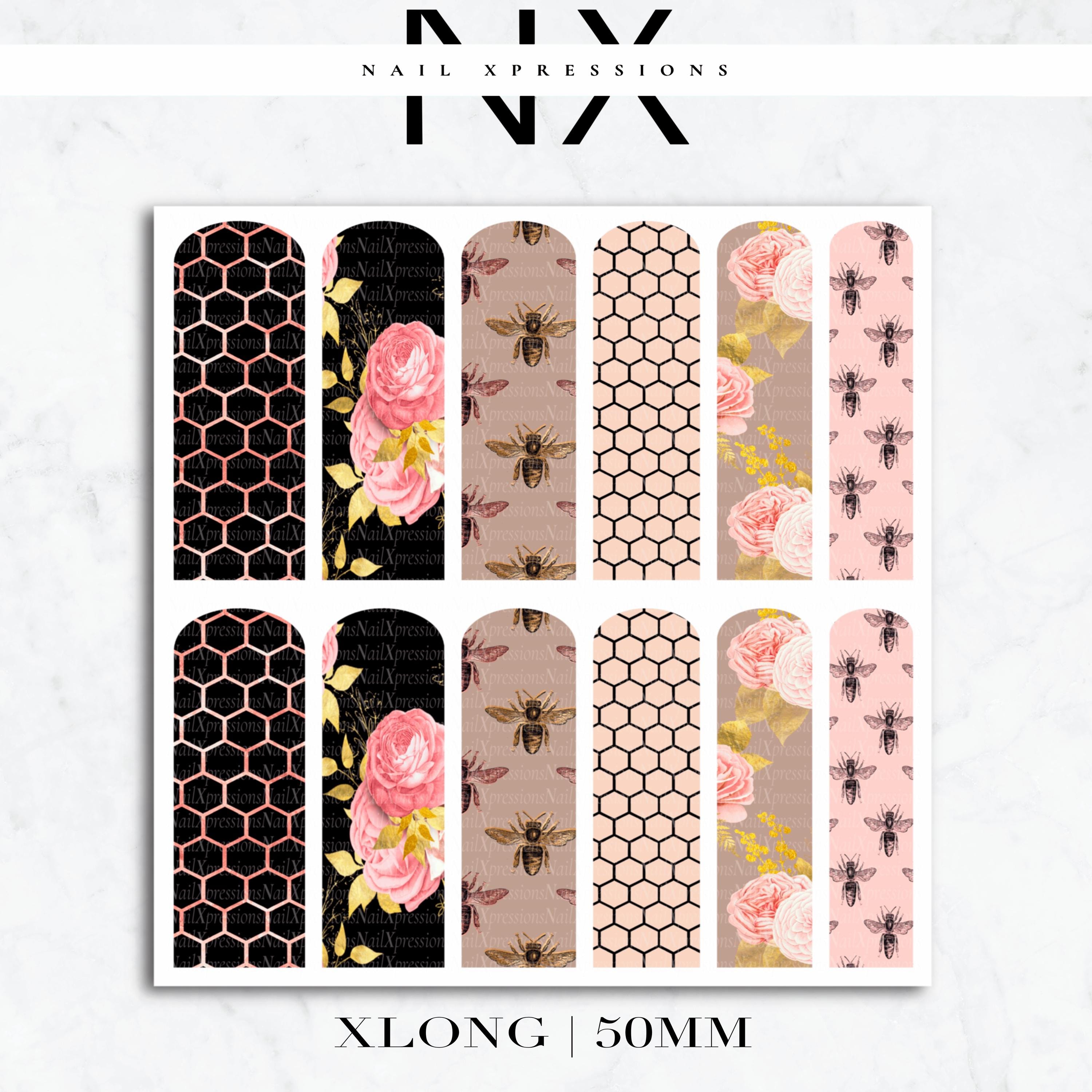 Pink Honeycomb Nail Decals | Nail Art Water Transfer | Nail Wraps