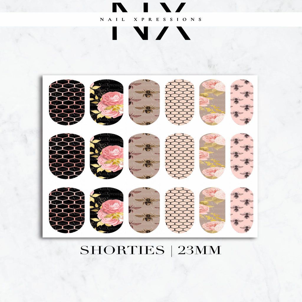 Pink Honeycomb Nail Decals | Nail Art Water Transfer | Nail Wraps