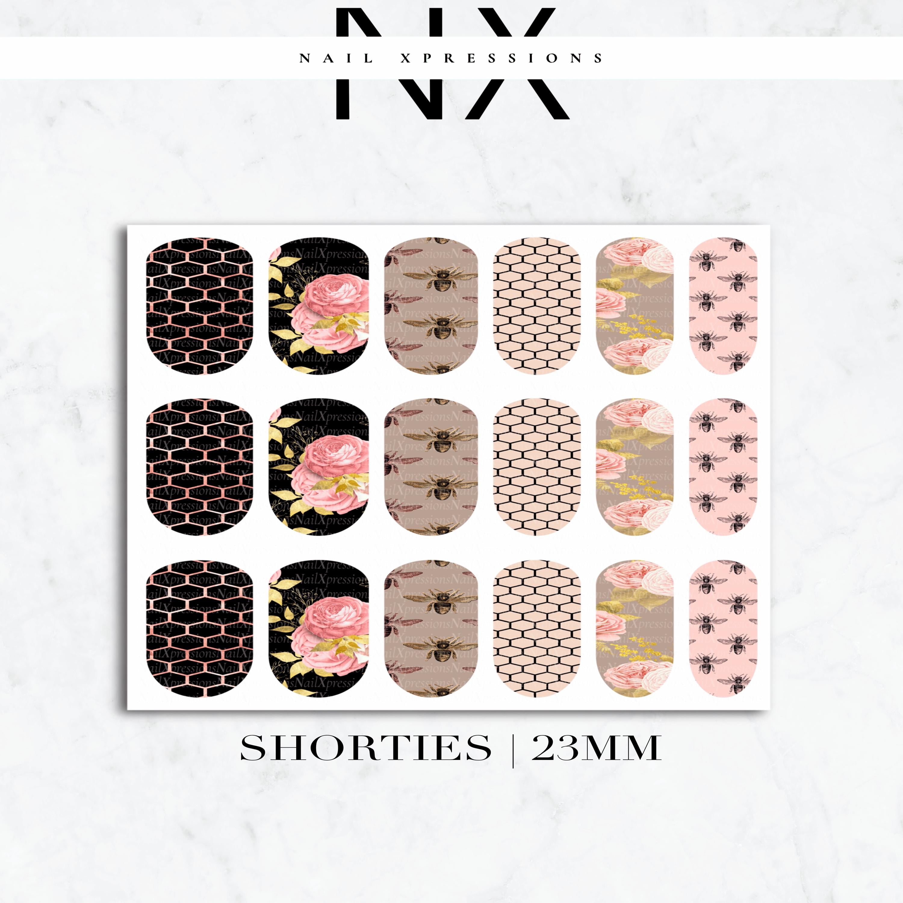 Pink Honeycomb Nail Decals | Nail Art Water Transfer | Nail Wraps