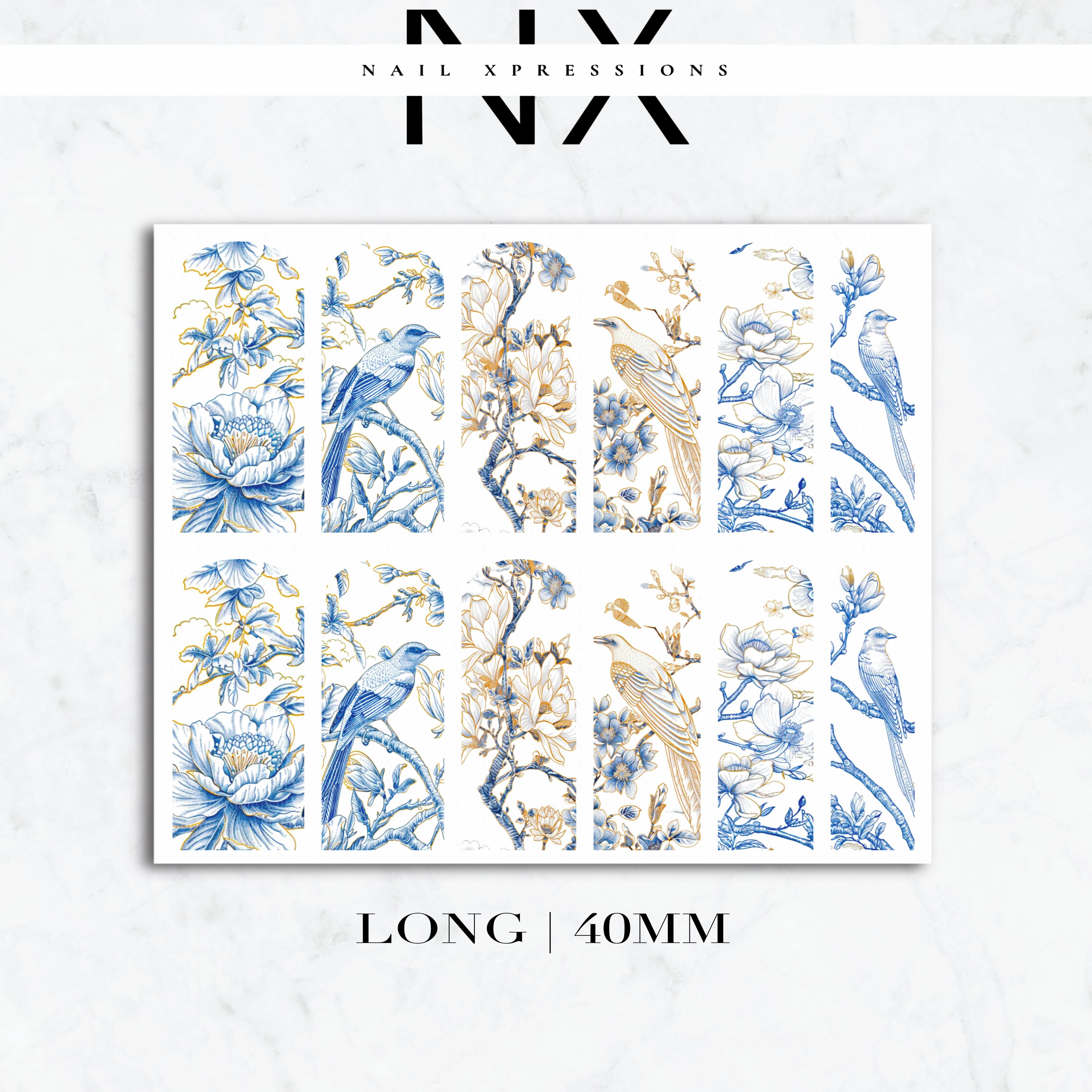 Chinoiserie Bird Nail Decals | Nail Art Water Transfer | Nail Wraps