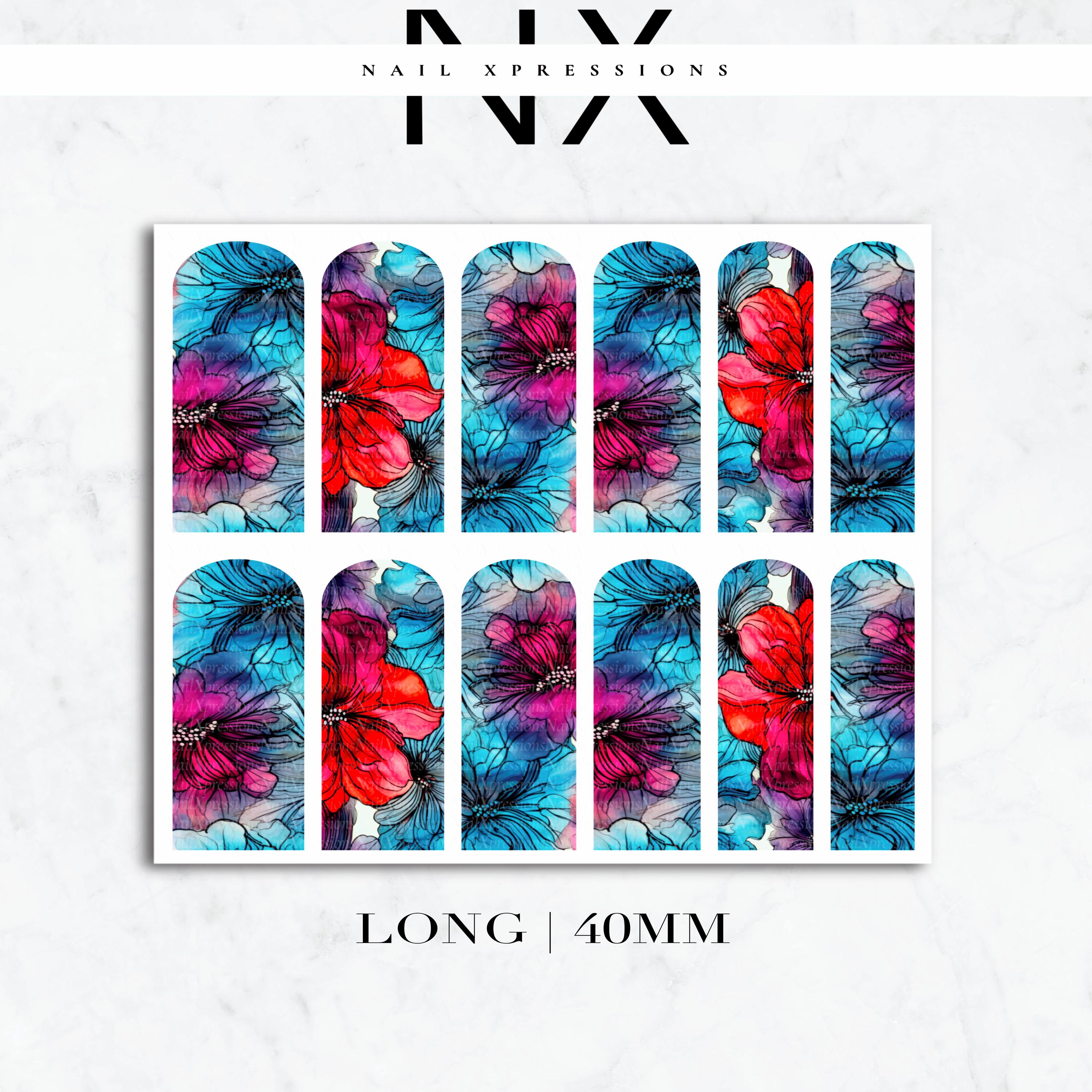 Watercolor Flower Nail Decals | Nail Art Water Transfer | Nail Wraps