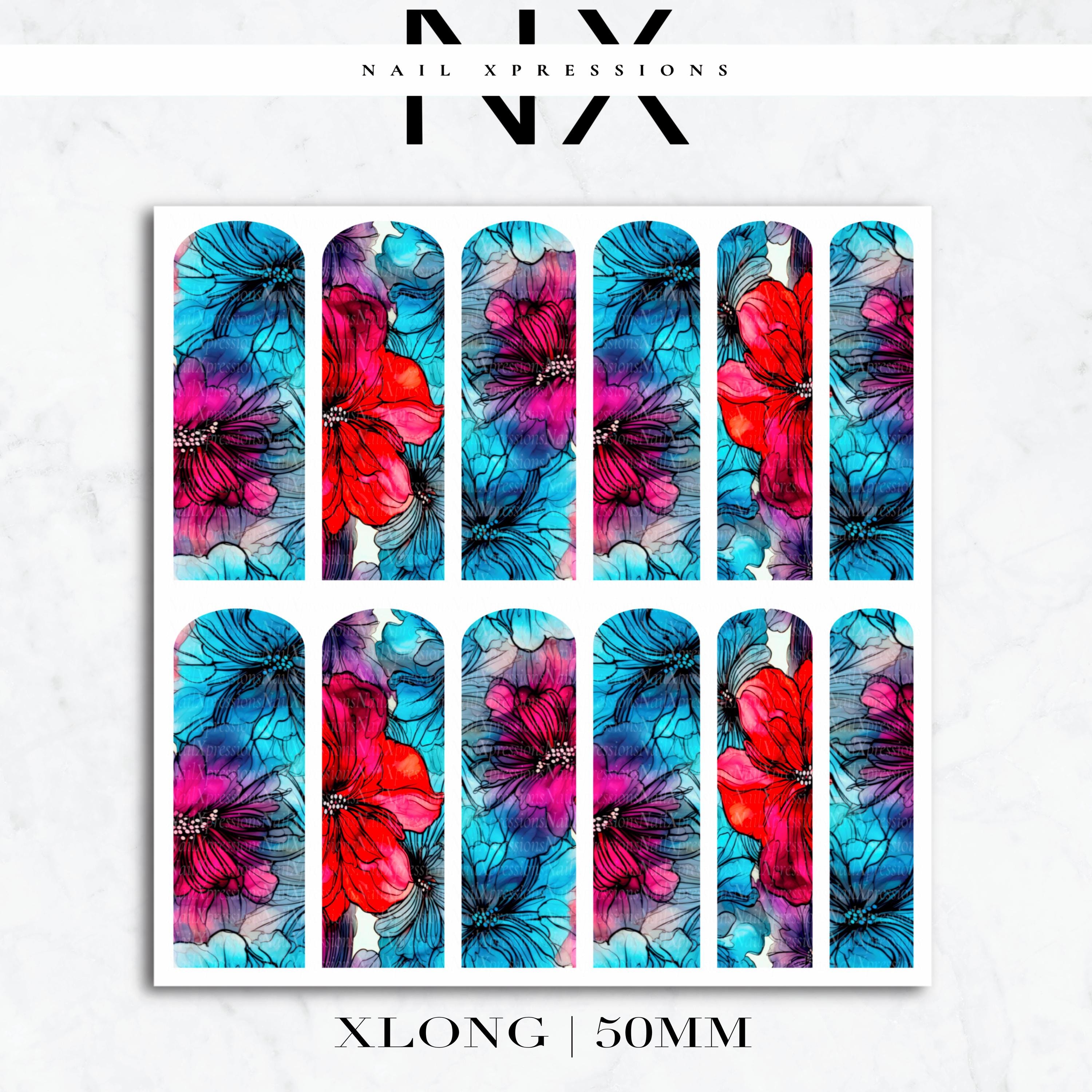 Watercolor Flower Nail Decals | Nail Art Water Transfer | Nail Wraps