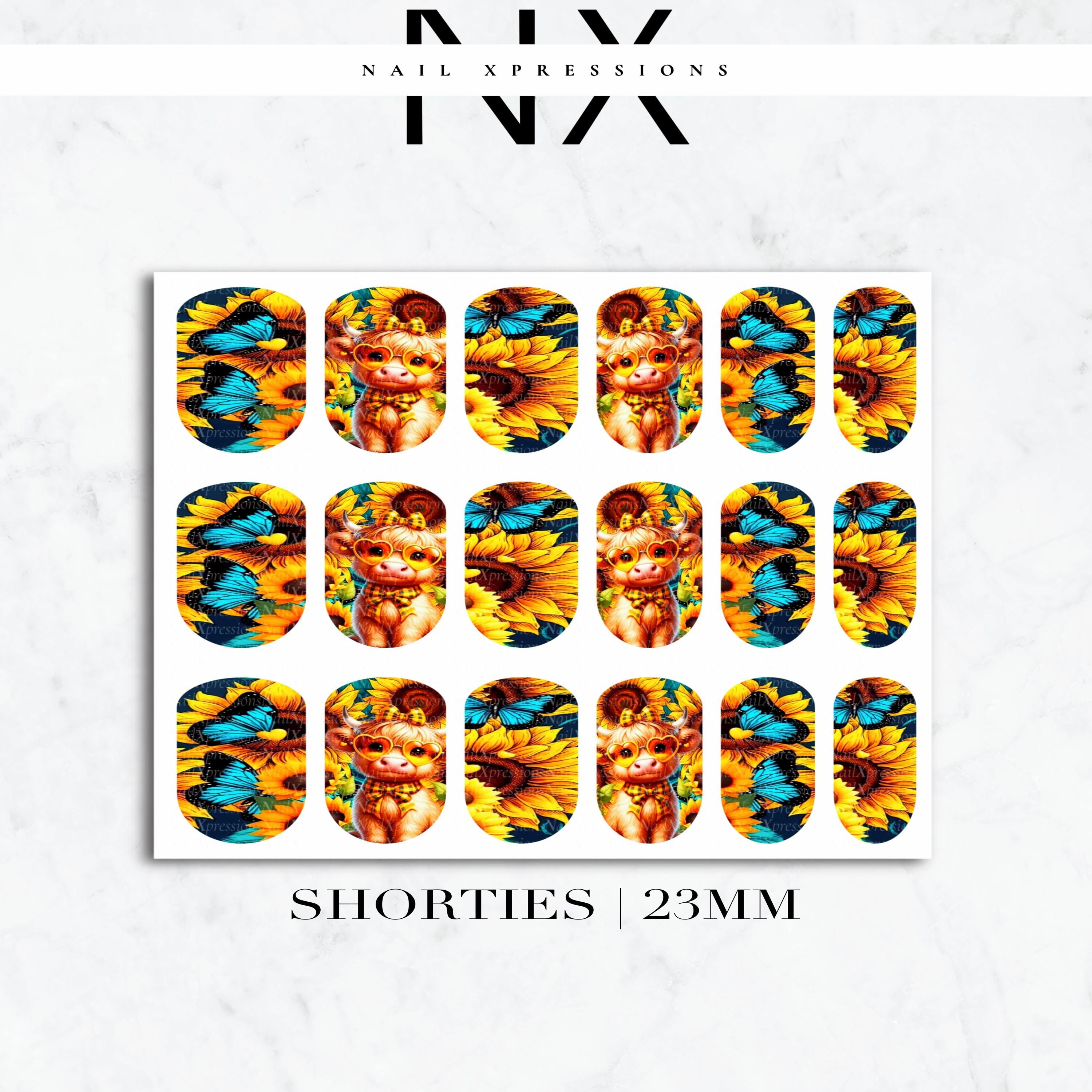 Cute Cow & Sunflower Nail Decals | Nail Art Water Transfer | Nail Wraps