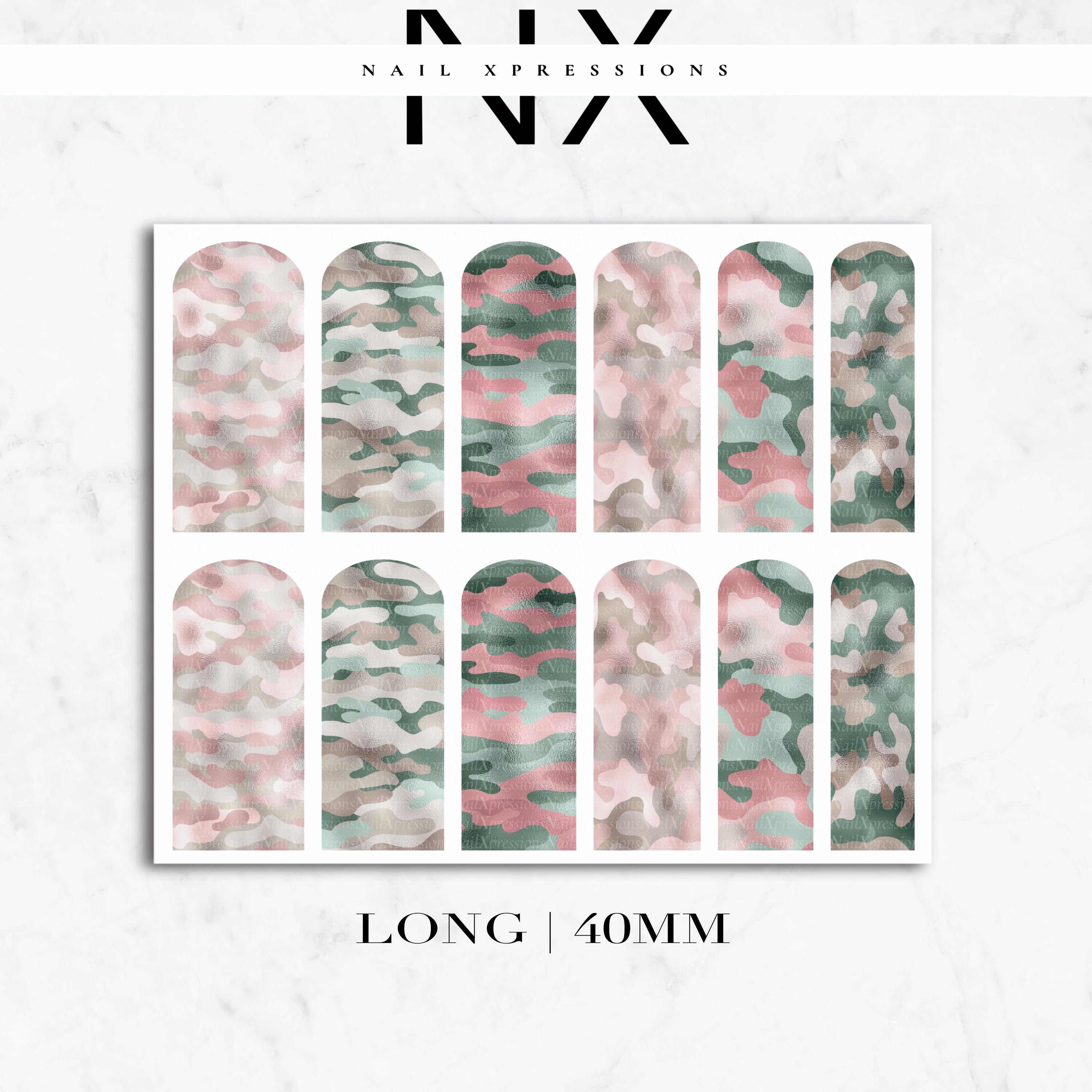 Camoflauge Pink Nail Decals | Nail Art Water Transfer | Nail Wraps