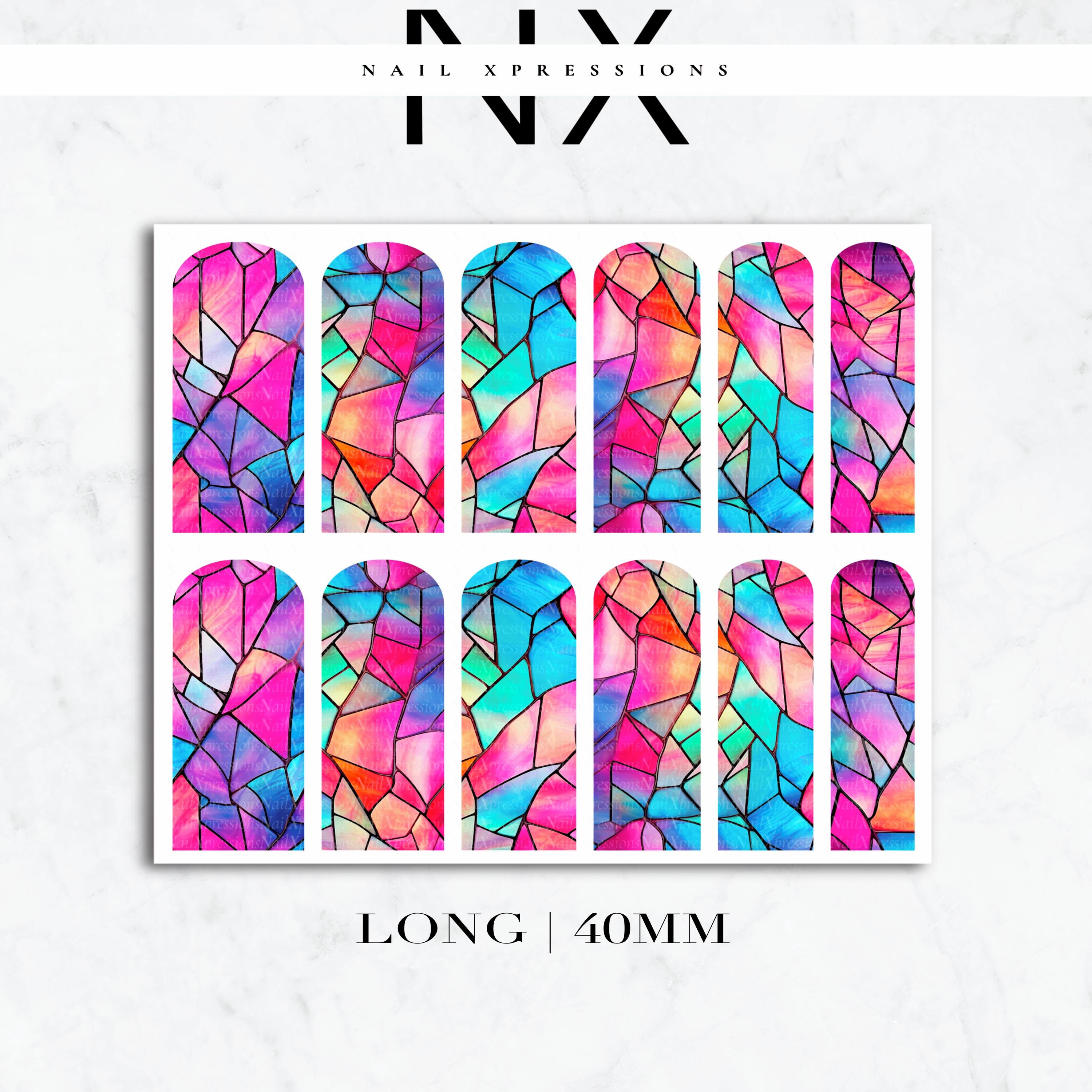 Stained Glass Nail Decals | Nail Art Water Transfer | Nail Wraps