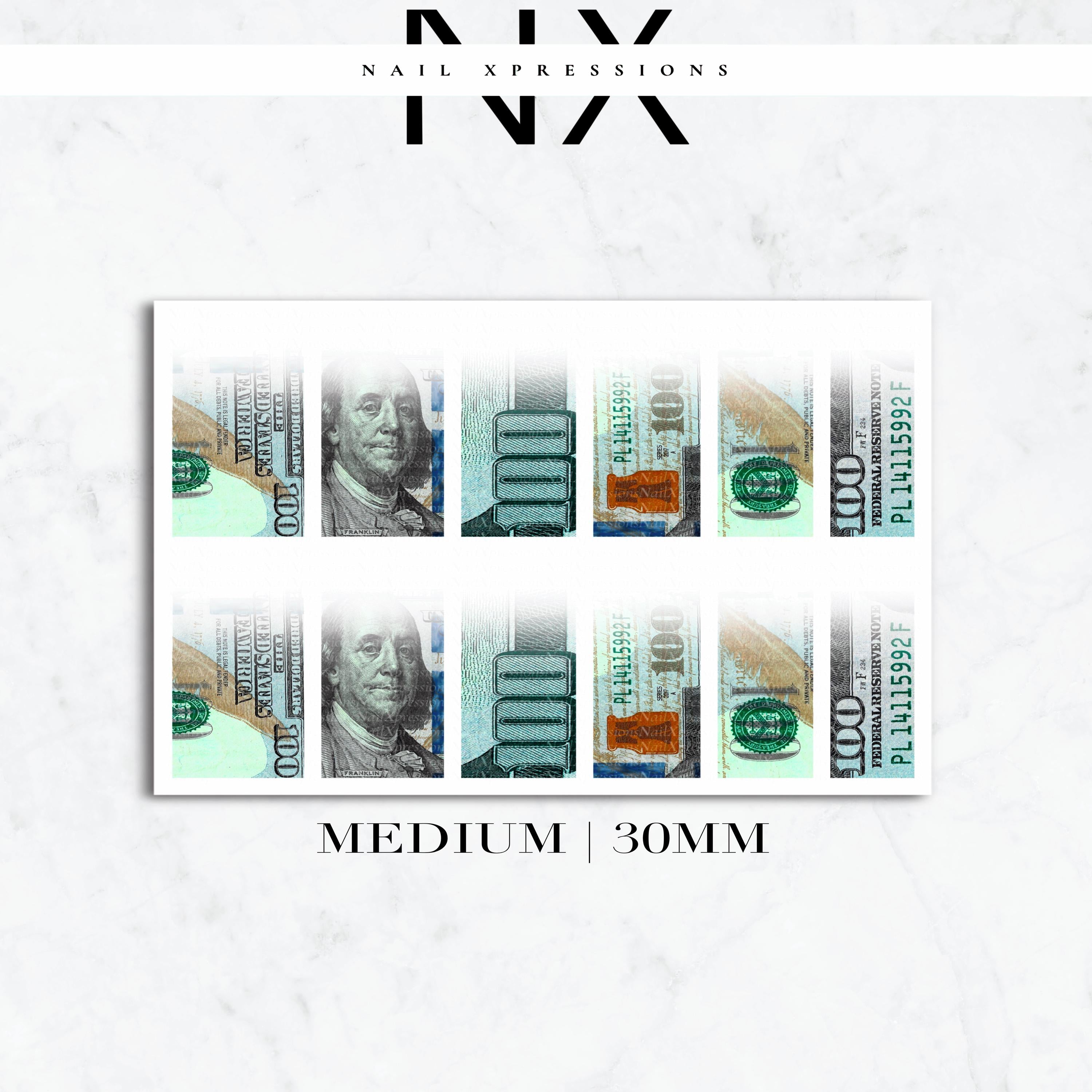 Ombré Money Bill Nail Decals | Nail Art Water Transfer | Nail Wraps