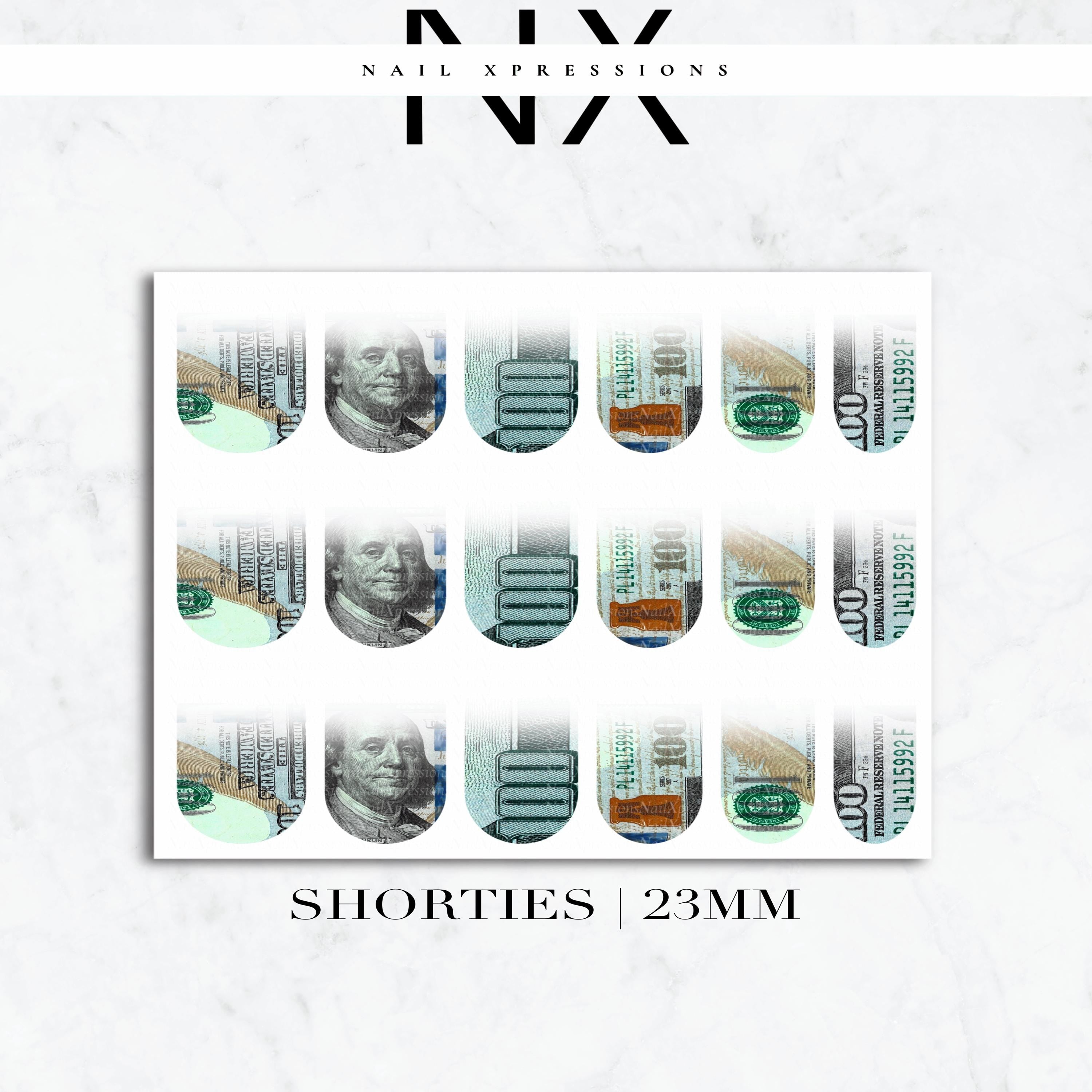 Ombré Money Bill Nail Decals | Nail Art Water Transfer | Nail Wraps