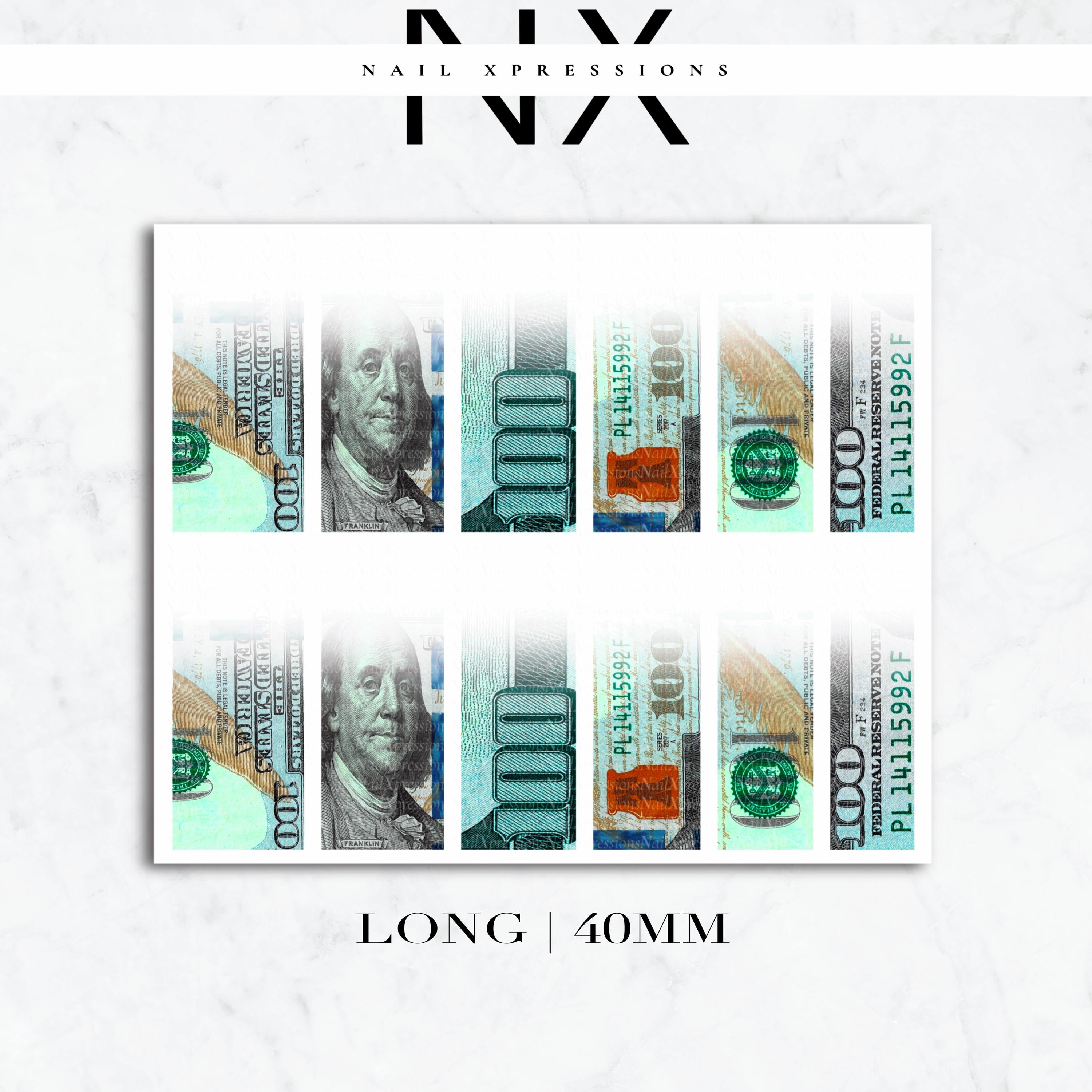 Ombré Money Bill Nail Decals | Nail Art Water Transfer | Nail Wraps