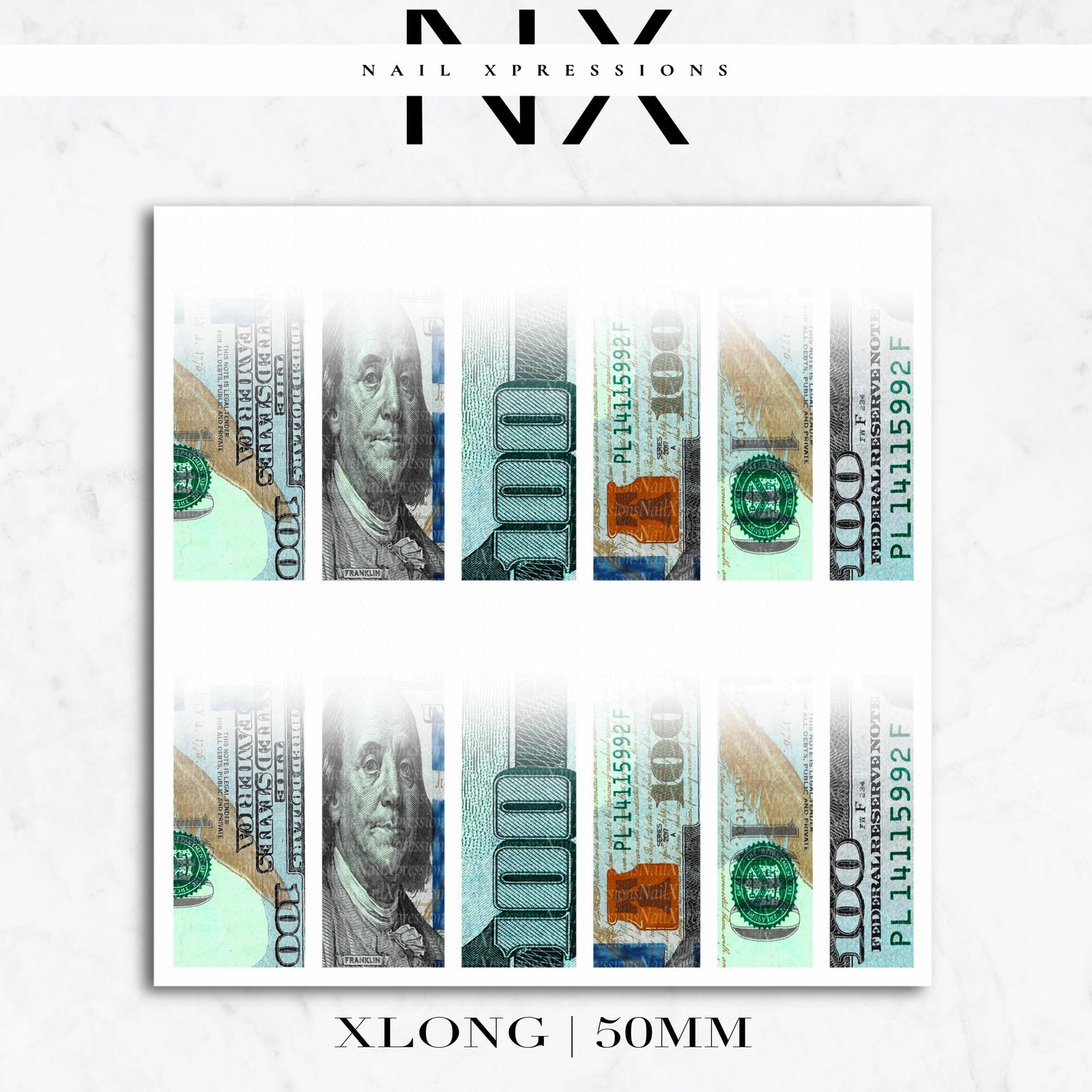 Ombré Money Bill Nail Decals | Nail Art Water Transfer | Nail Wraps