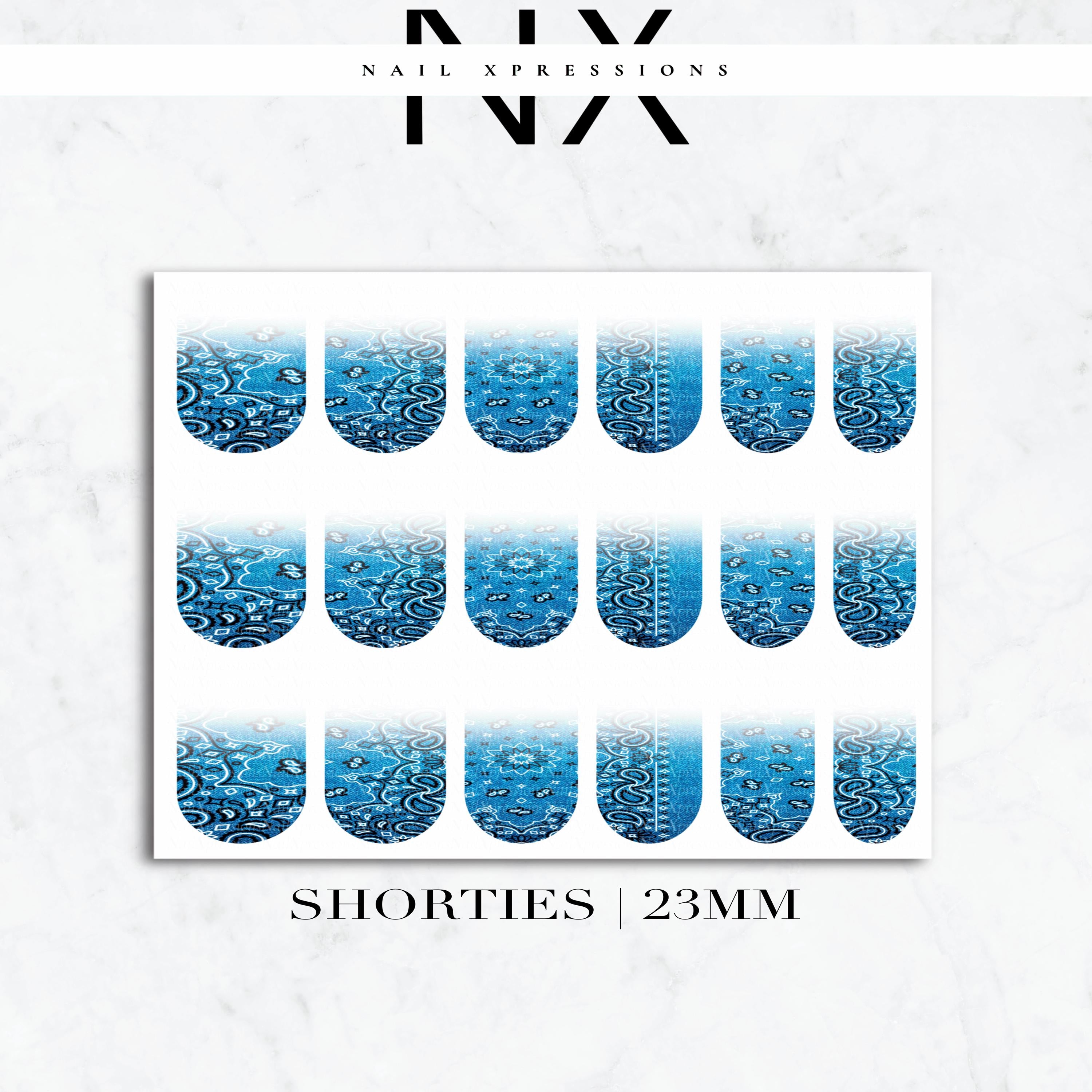 Ombré Jean Bandana Paisley Nail Decals | Nail Art Water Transfer | Nail Wraps