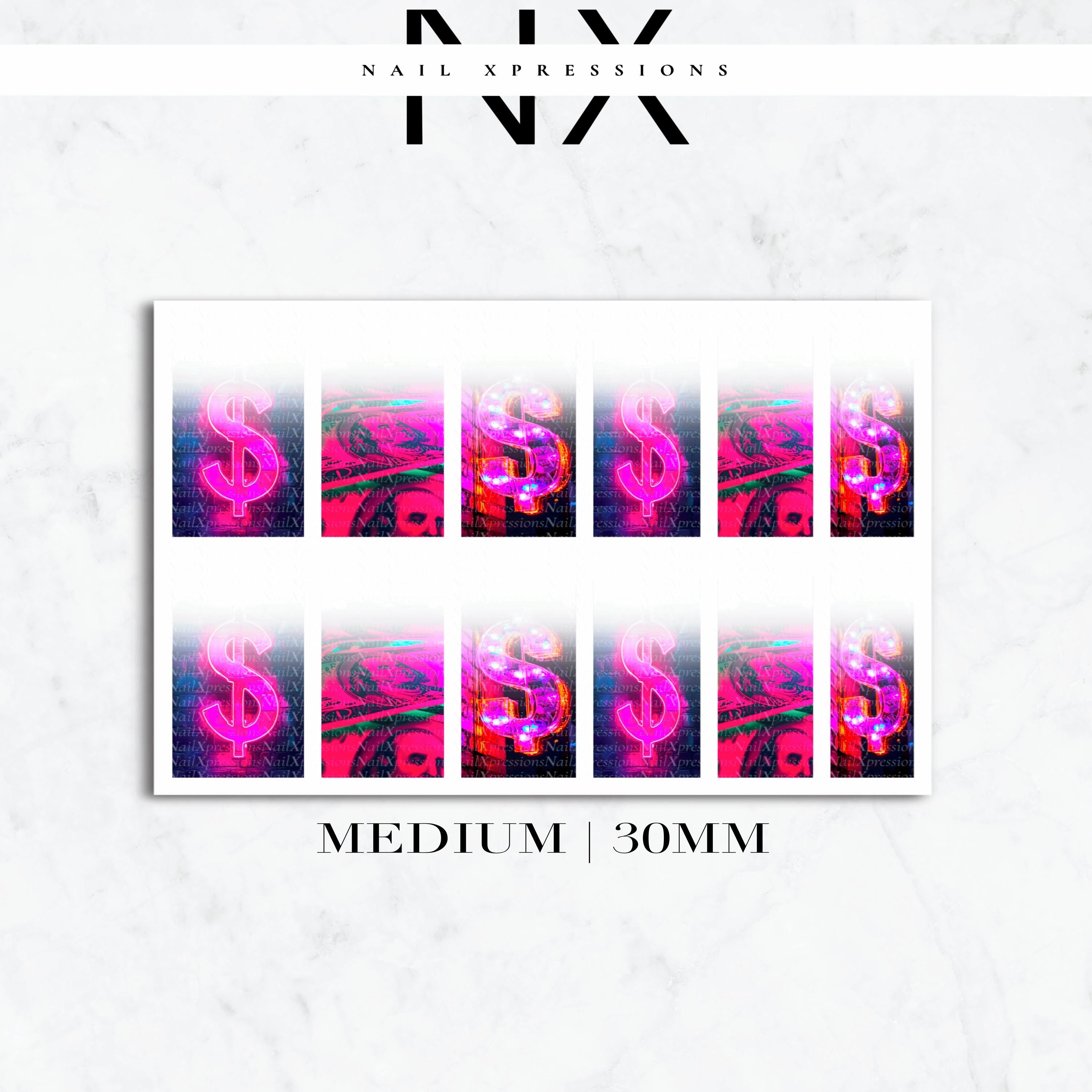 Ombré Pink Benjamin Money Nail Decals | Nail Art Water Transfer | Nail Wraps p