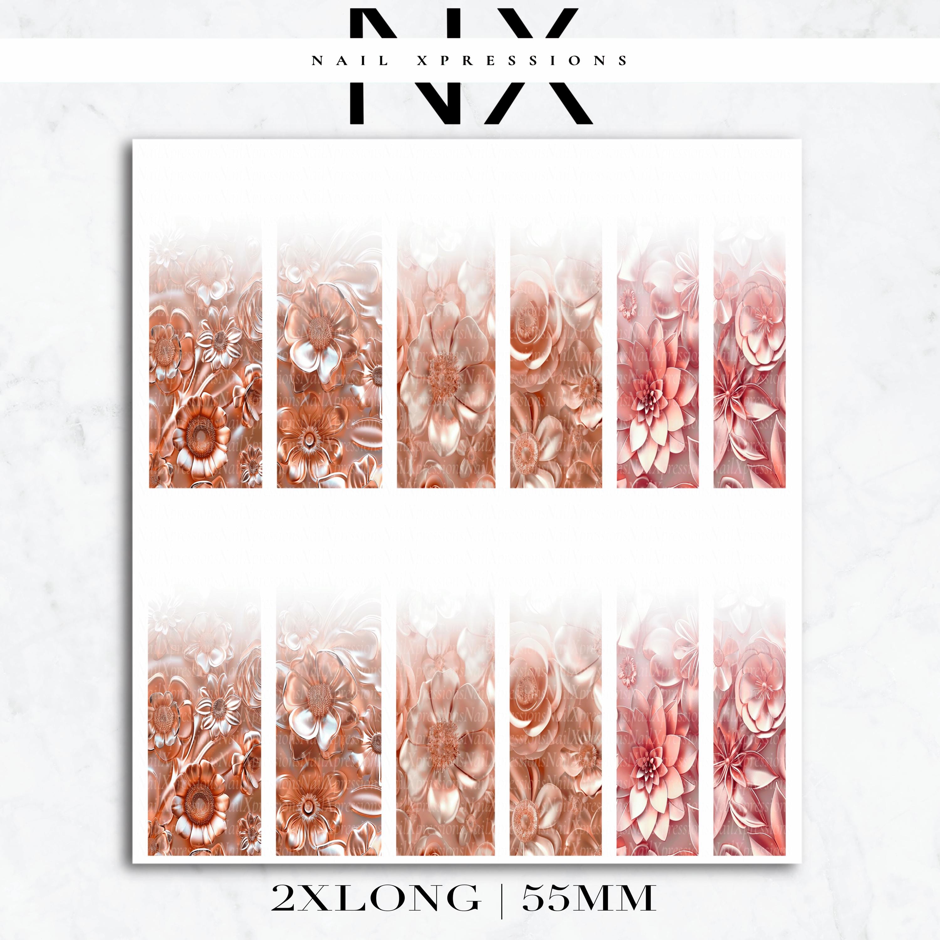 Ombré Rose Gold Flower Nail Decals | Nail Art Water Transfer | Nail Wraps