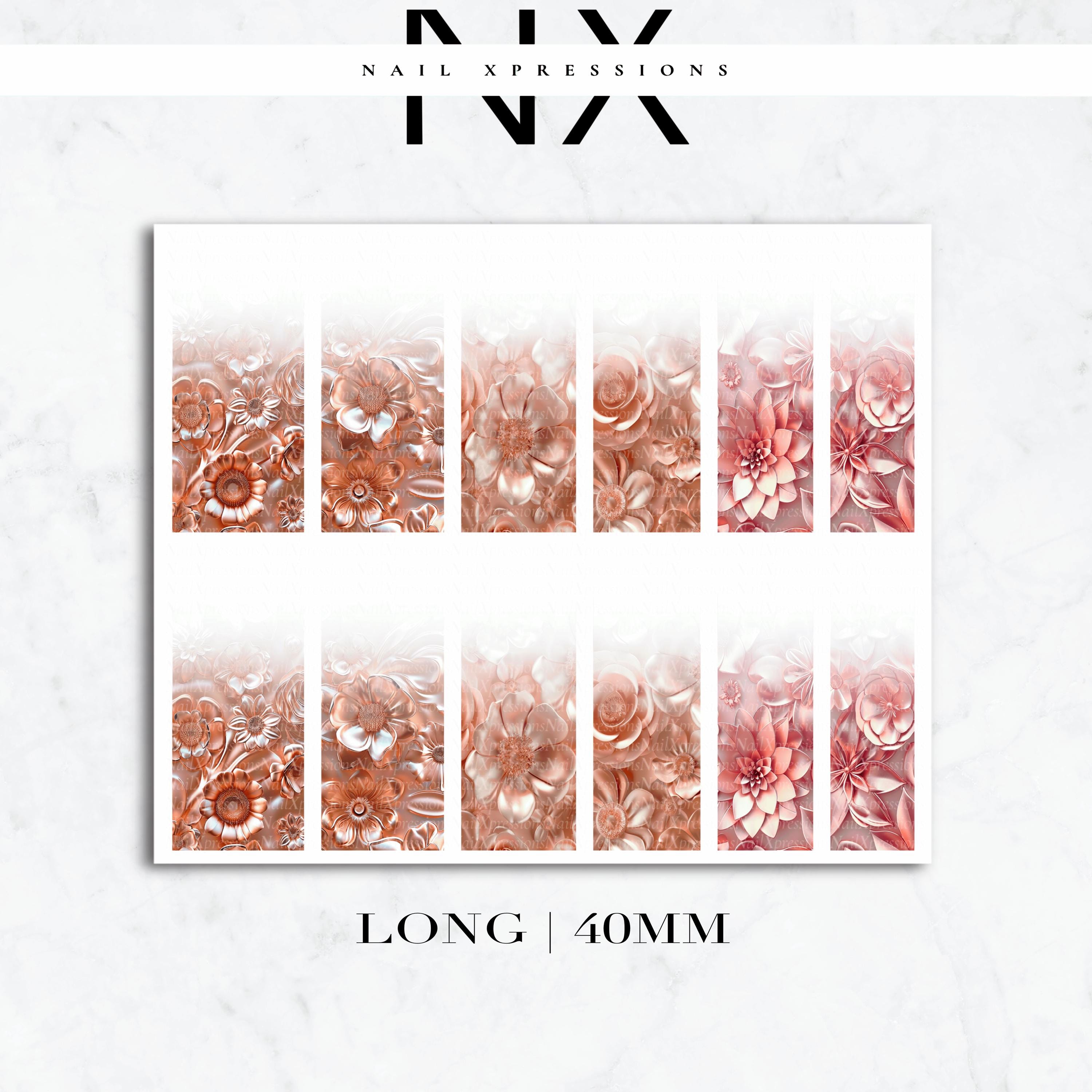 Ombré Rose Gold Flower Nail Decals | Nail Art Water Transfer | Nail Wraps