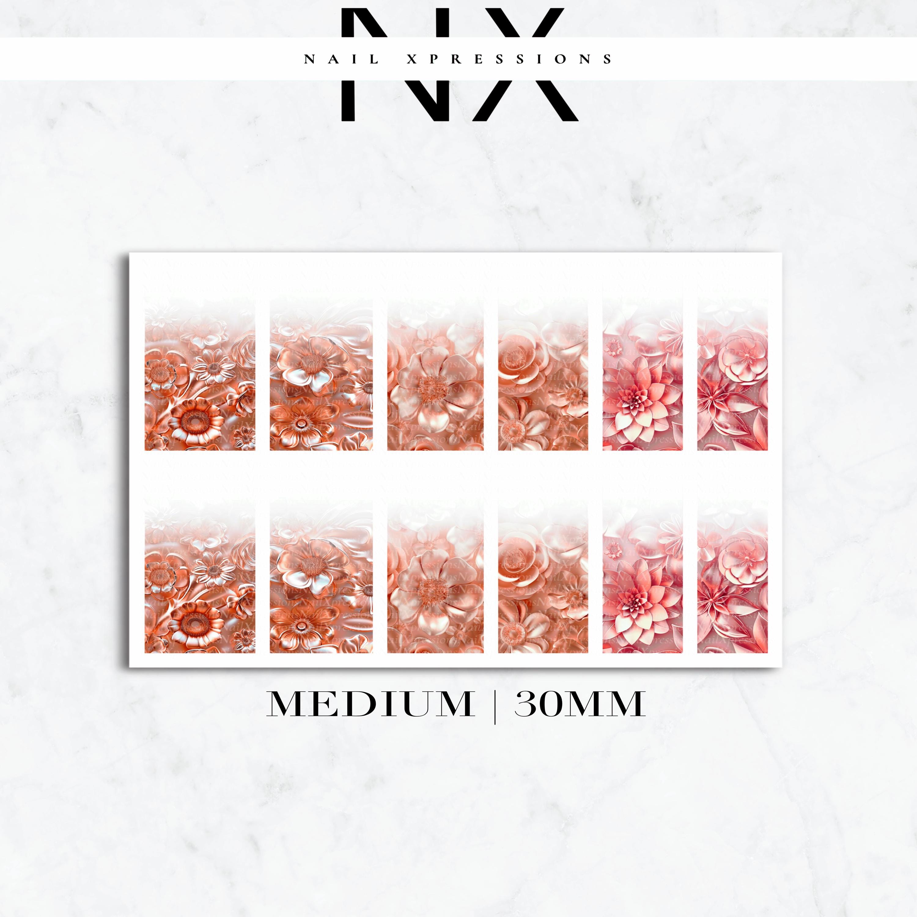 Ombré Rose Gold Flower Nail Decals | Nail Art Water Transfer | Nail Wraps