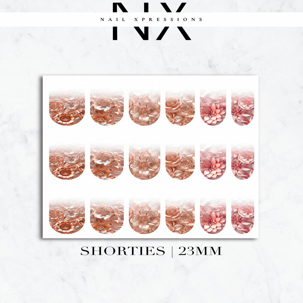 Ombré Rose Gold Flower Nail Decals | Nail Art Water Transfer | Nail Wraps