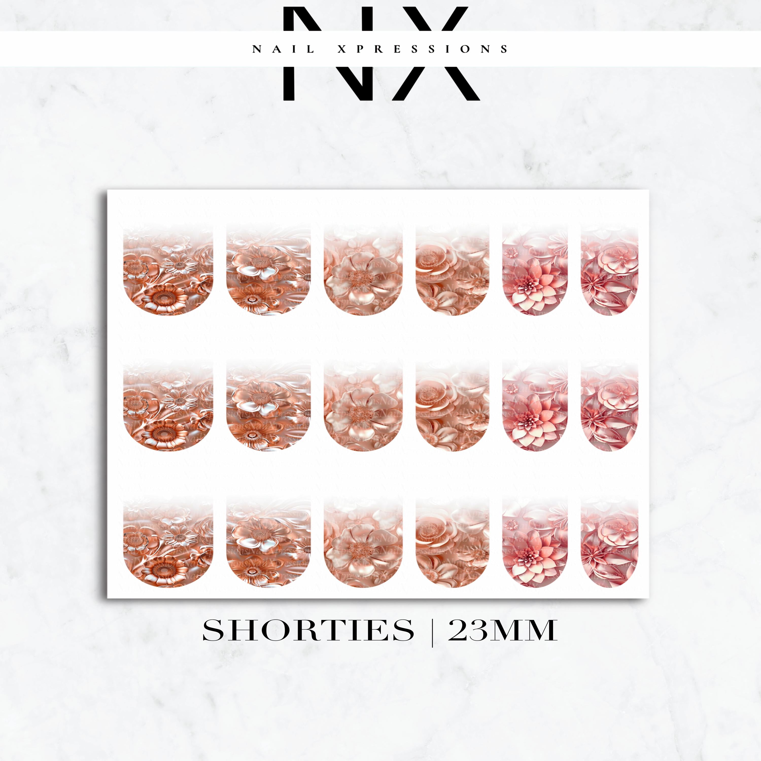 Ombré Rose Gold Flower Nail Decals | Nail Art Water Transfer | Nail Wraps