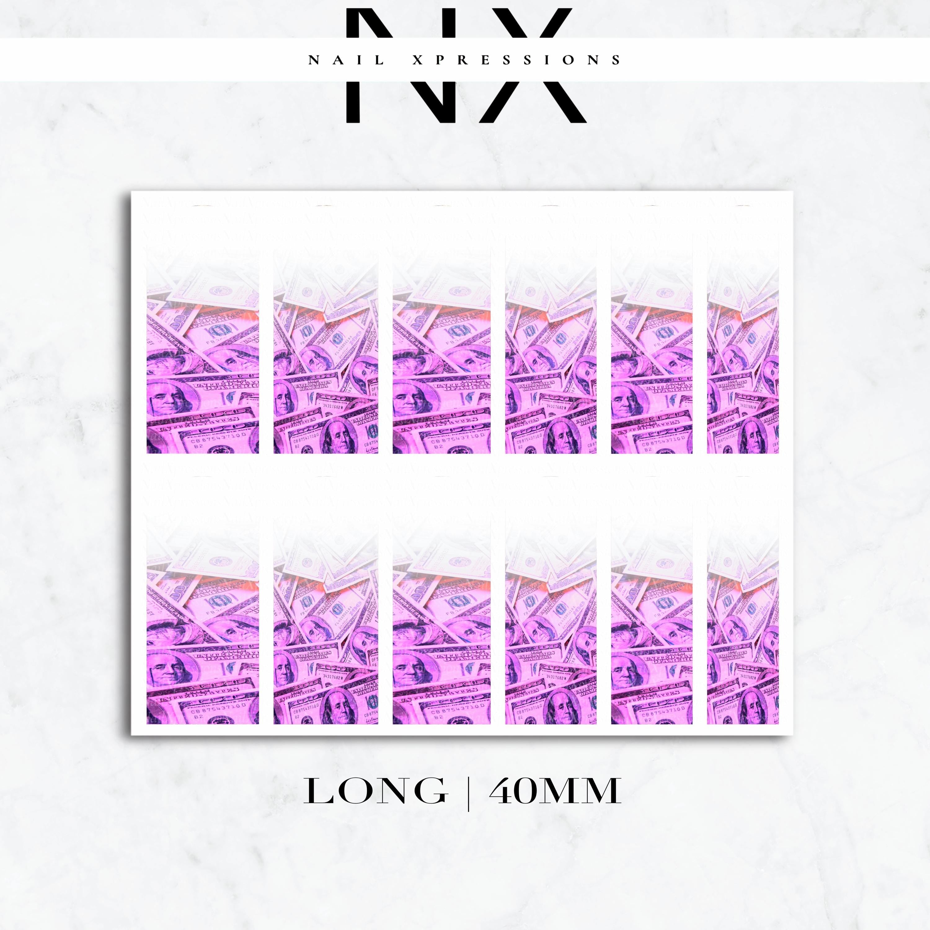 Pink Ombré Benjamin Bill Nail Decals | Nail Art Water Transfer | Nail Wraps