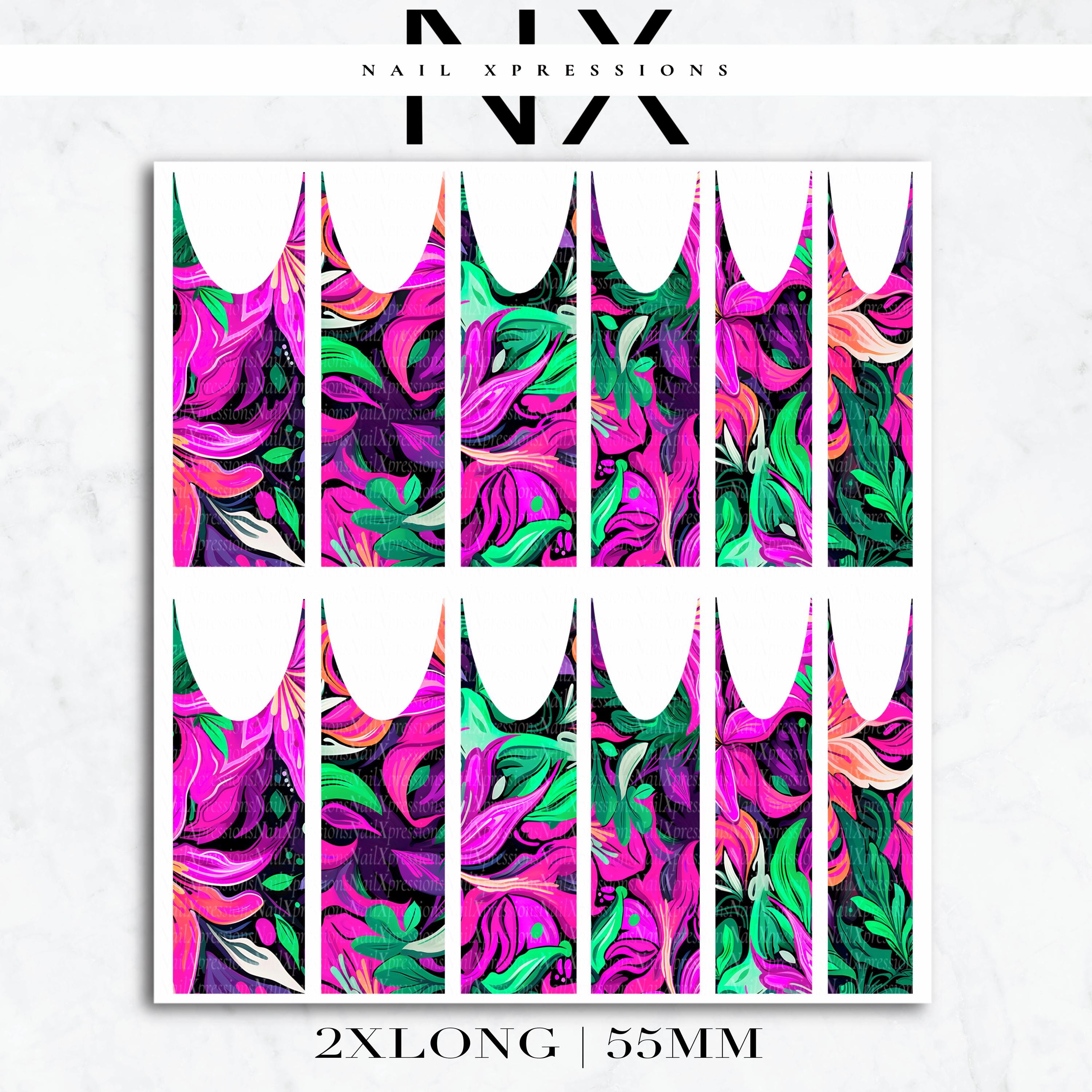 French Abstract Flowers Nail Decals | Nail Art Water Transfer | Nail Wraps