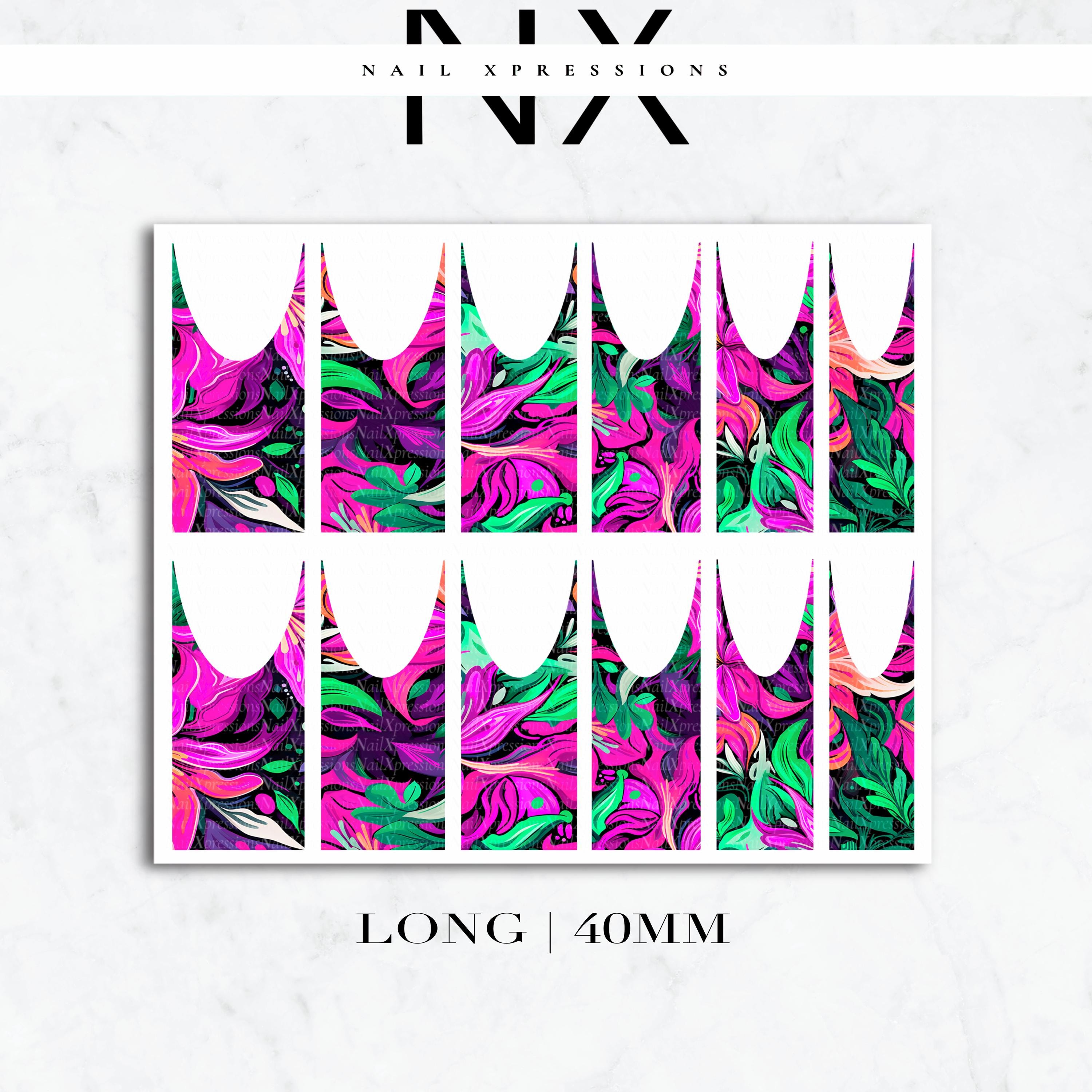 French Abstract Flowers Nail Decals | Nail Art Water Transfer | Nail Wraps