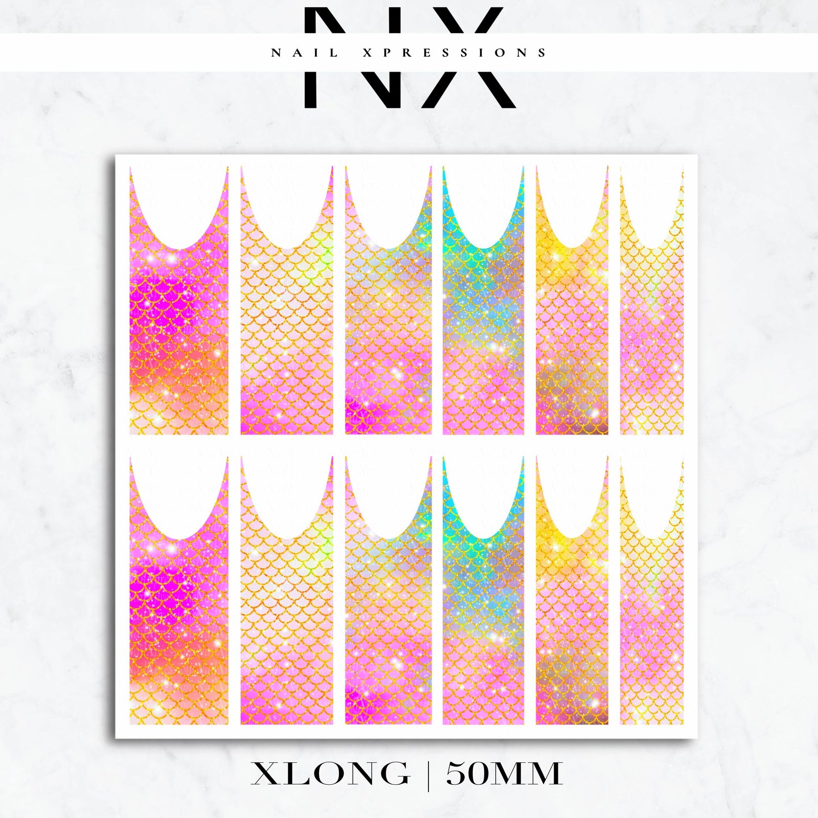 Mermaid French Nail Decals | Nail Art Water Transfer | Nail Wraps