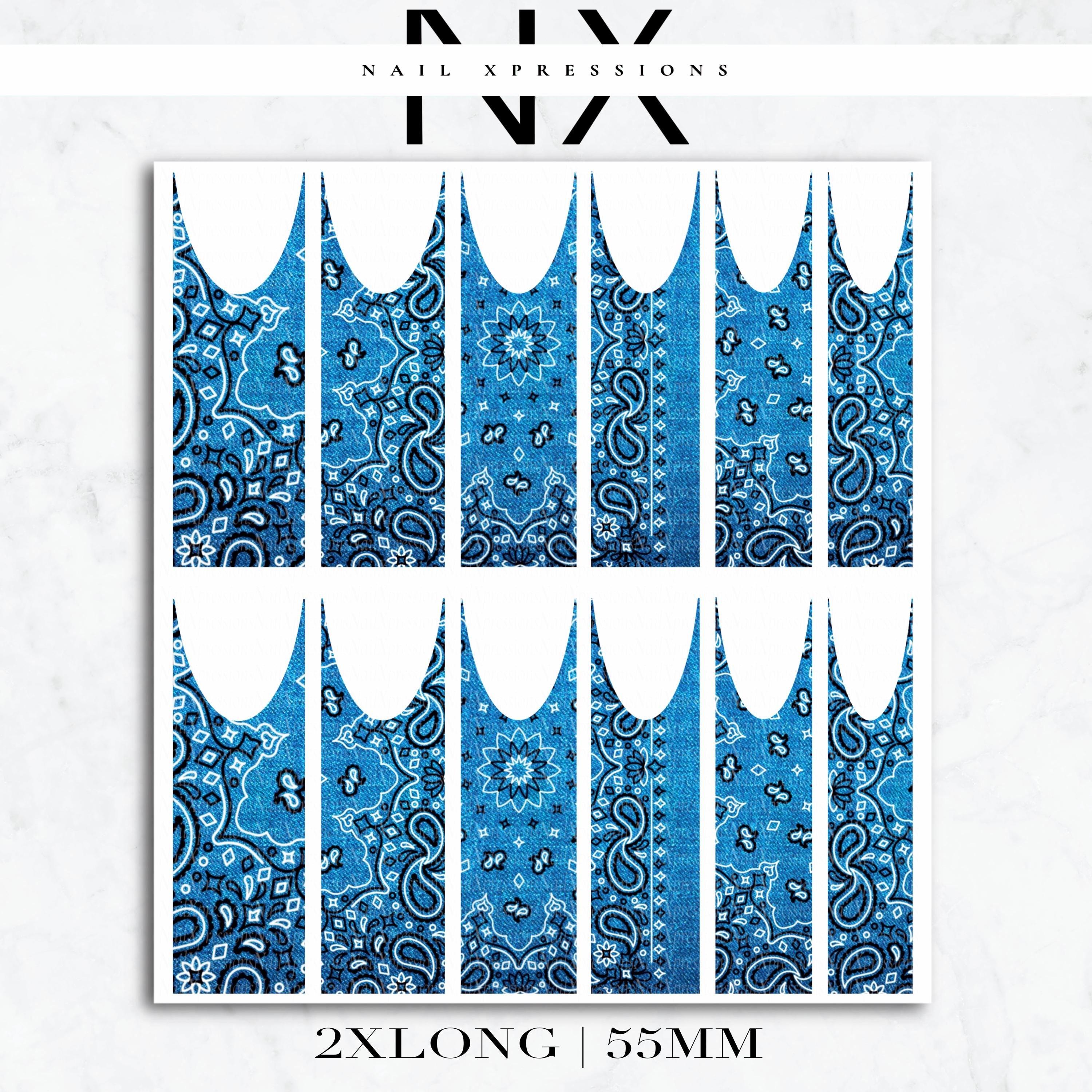 French Jean Bandana Paisley Nail Decals | Nail Art Water Transfer | Nail Wraps