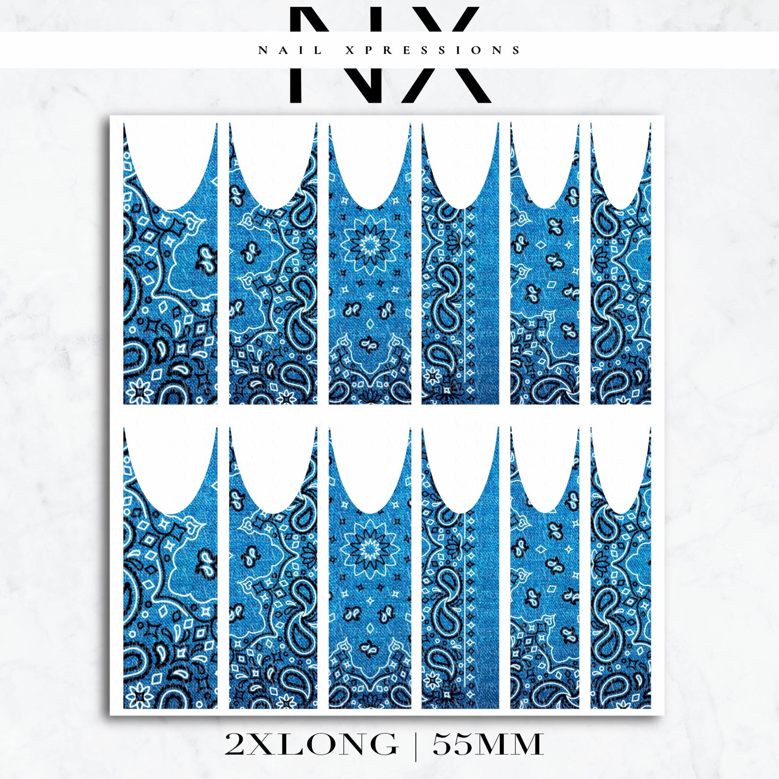 French Jean Bandana Paisley Nail Decals | Nail Art Water Transfer | Nail Wraps