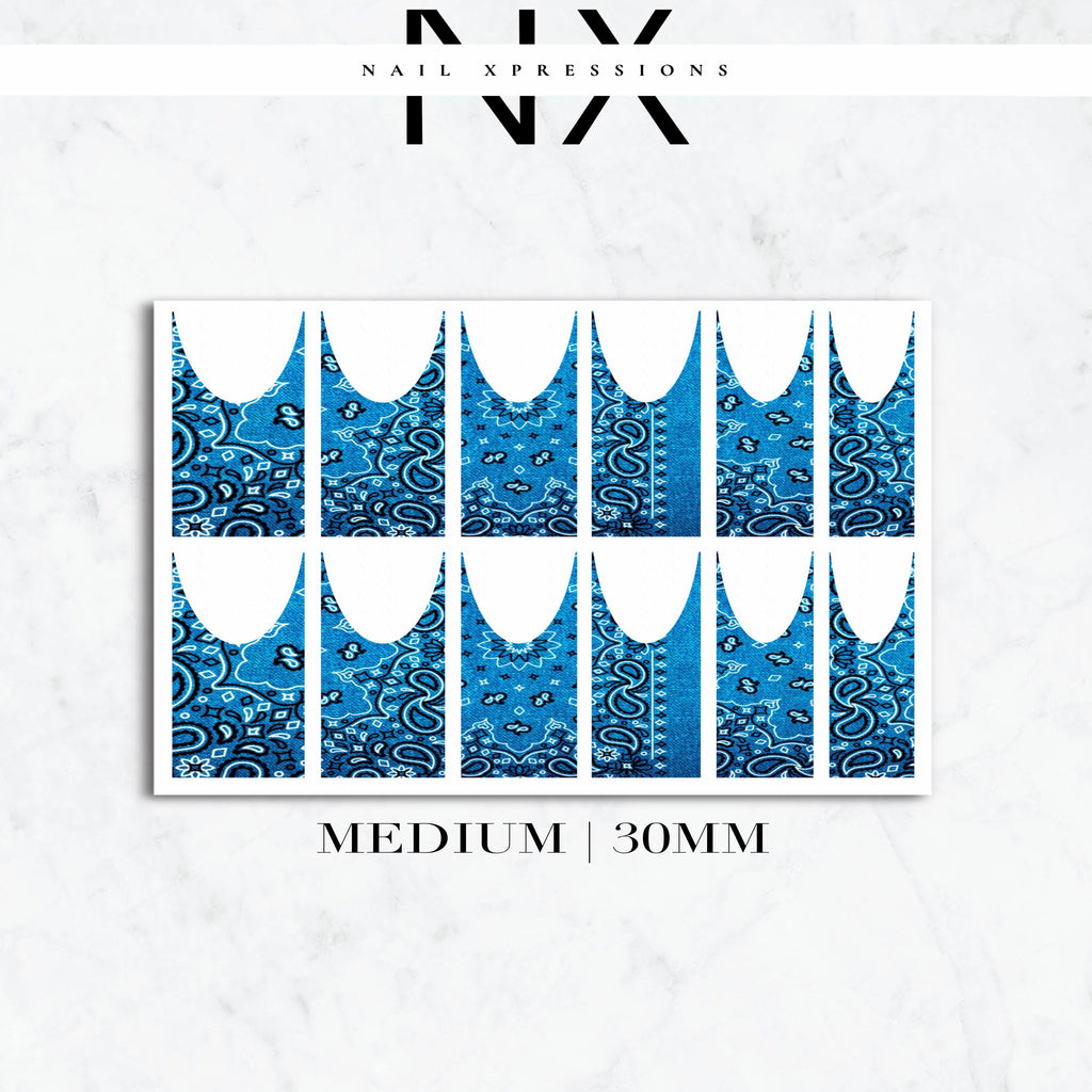 French Jean Bandana Paisley Nail Decals | Nail Art Water Transfer | Nail Wraps