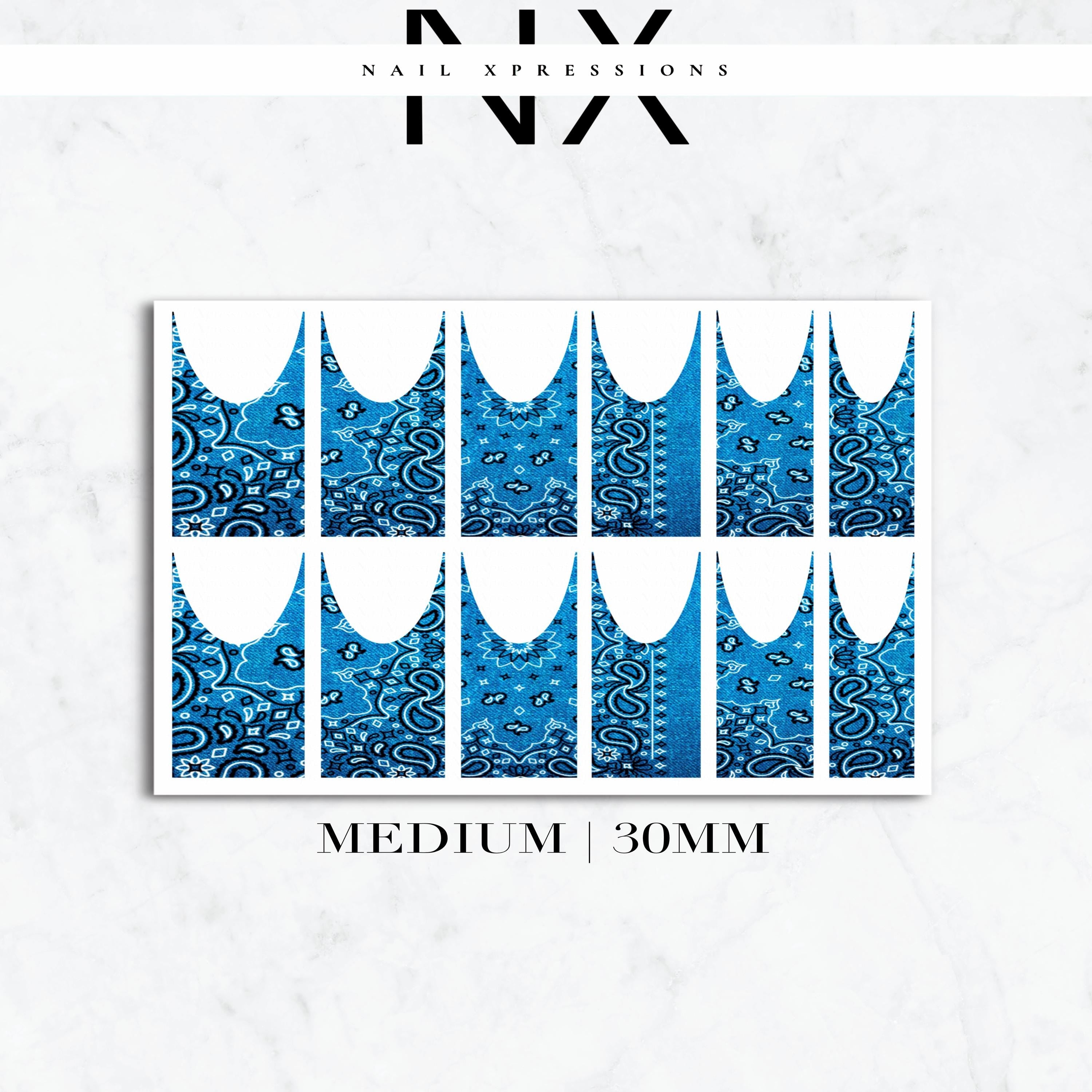 French Jean Bandana Paisley Nail Decals | Nail Art Water Transfer | Nail Wraps