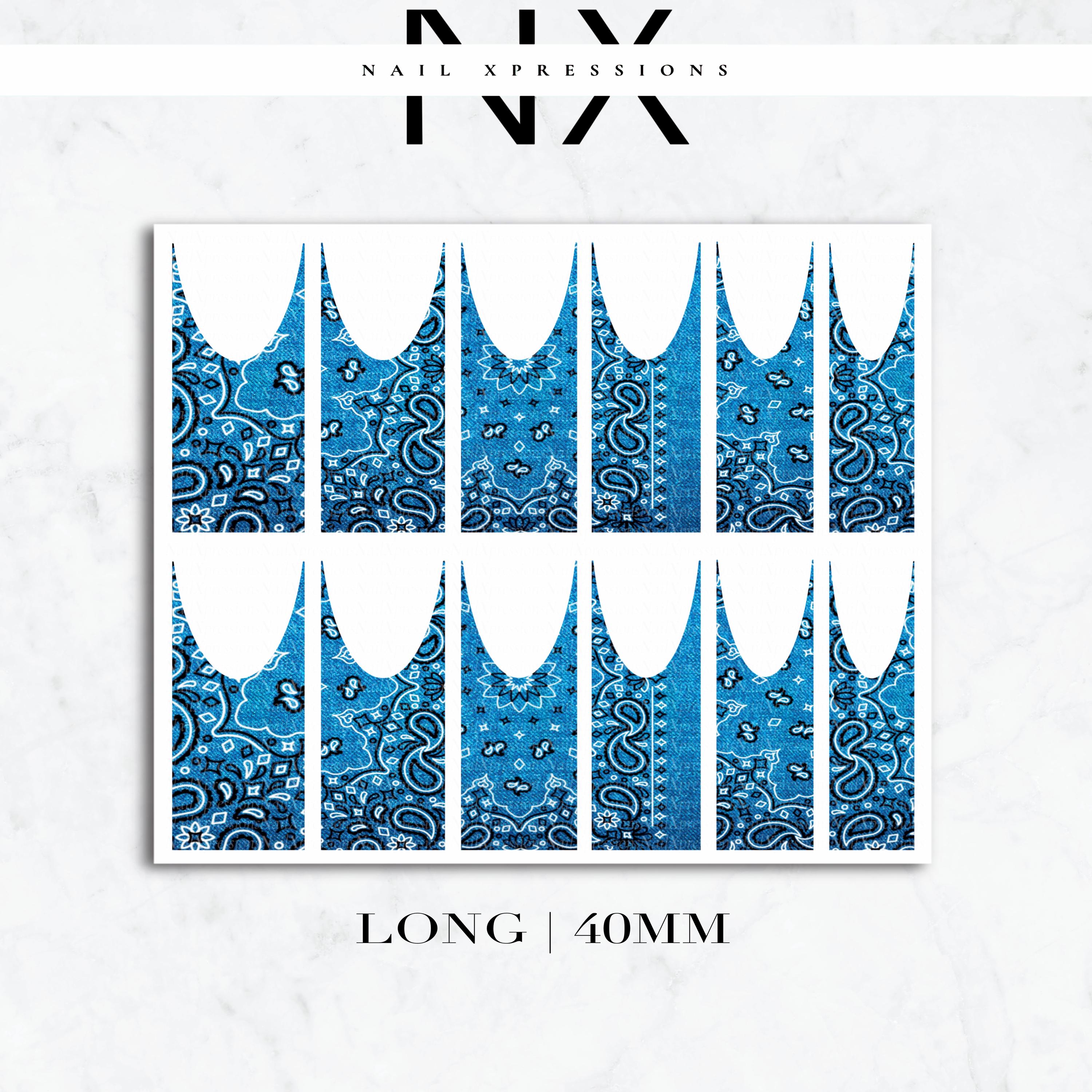 French Jean Bandana Paisley Nail Decals | Nail Art Water Transfer | Nail Wraps