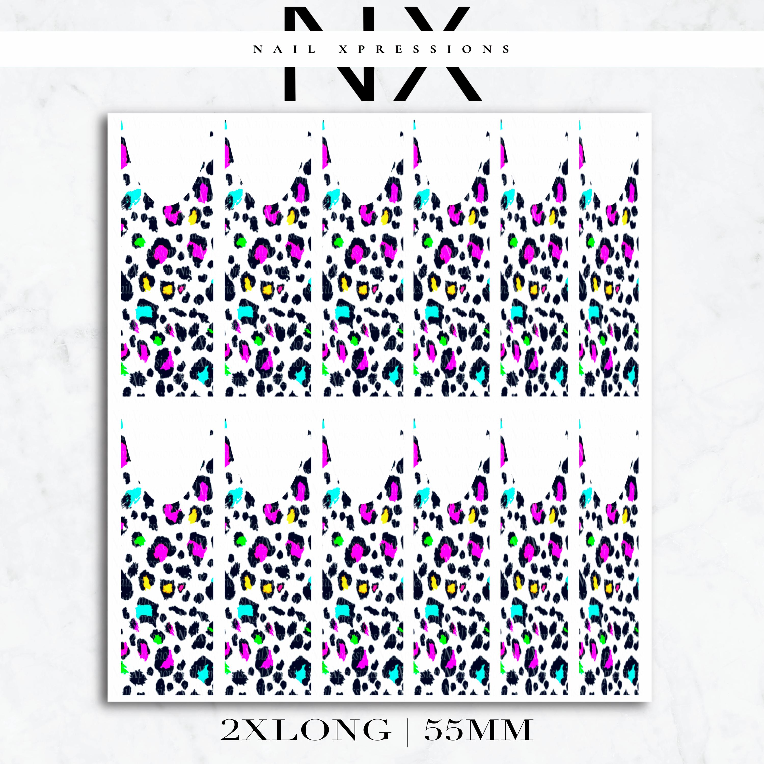 Colorful Leopard French Nail Decals | Nail Art Water Transfer | Nail Wraps