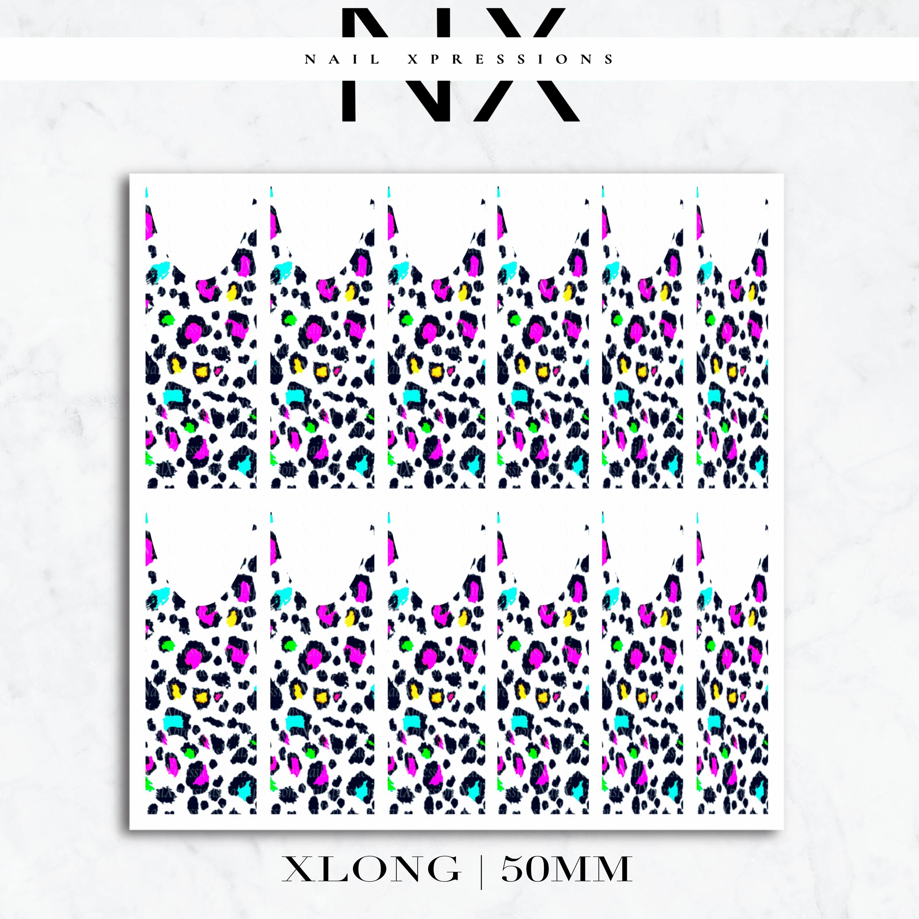 Colorful Leopard French Nail Decals | Nail Art Water Transfer | Nail Wraps