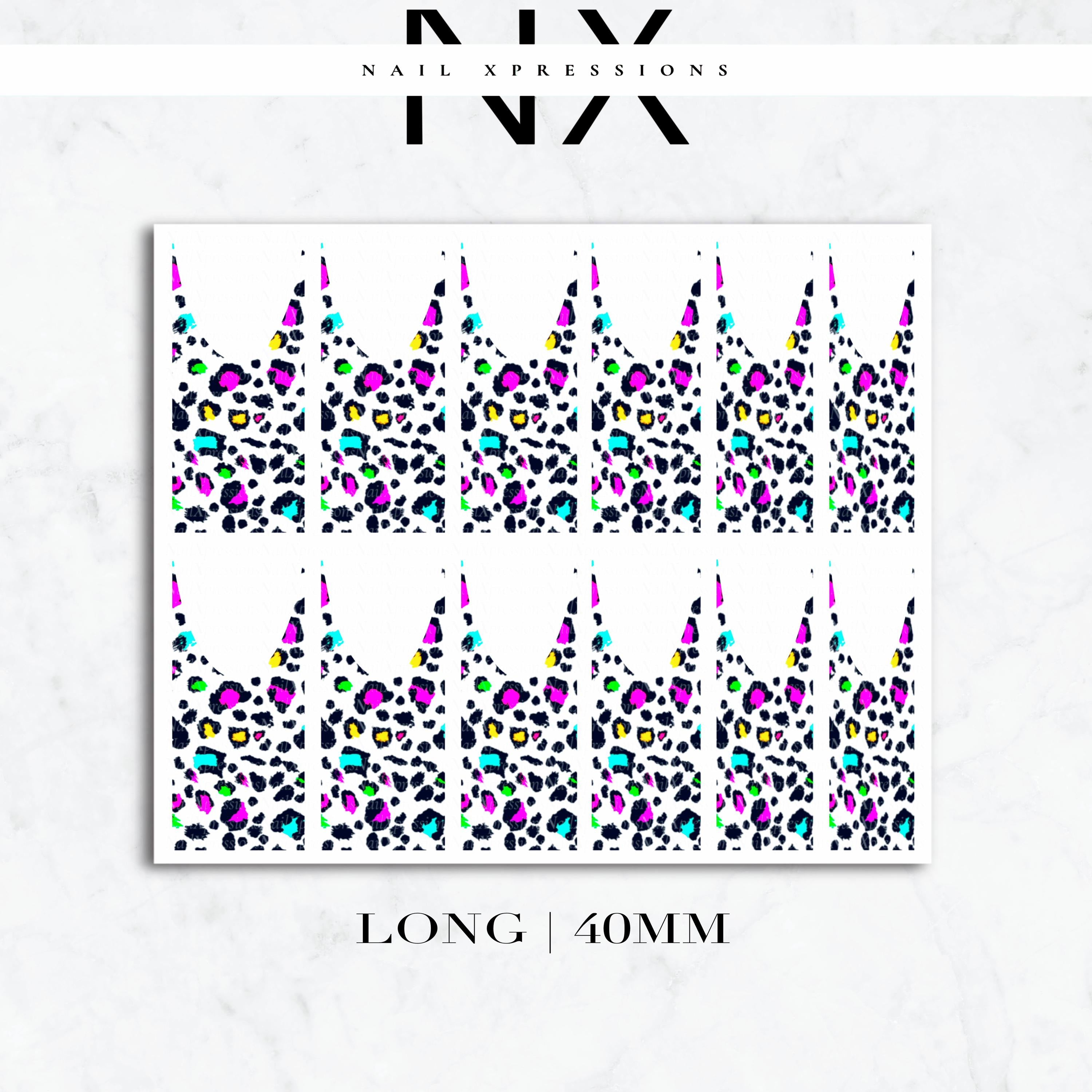 Colorful Leopard French Nail Decals | Nail Art Water Transfer | Nail Wraps